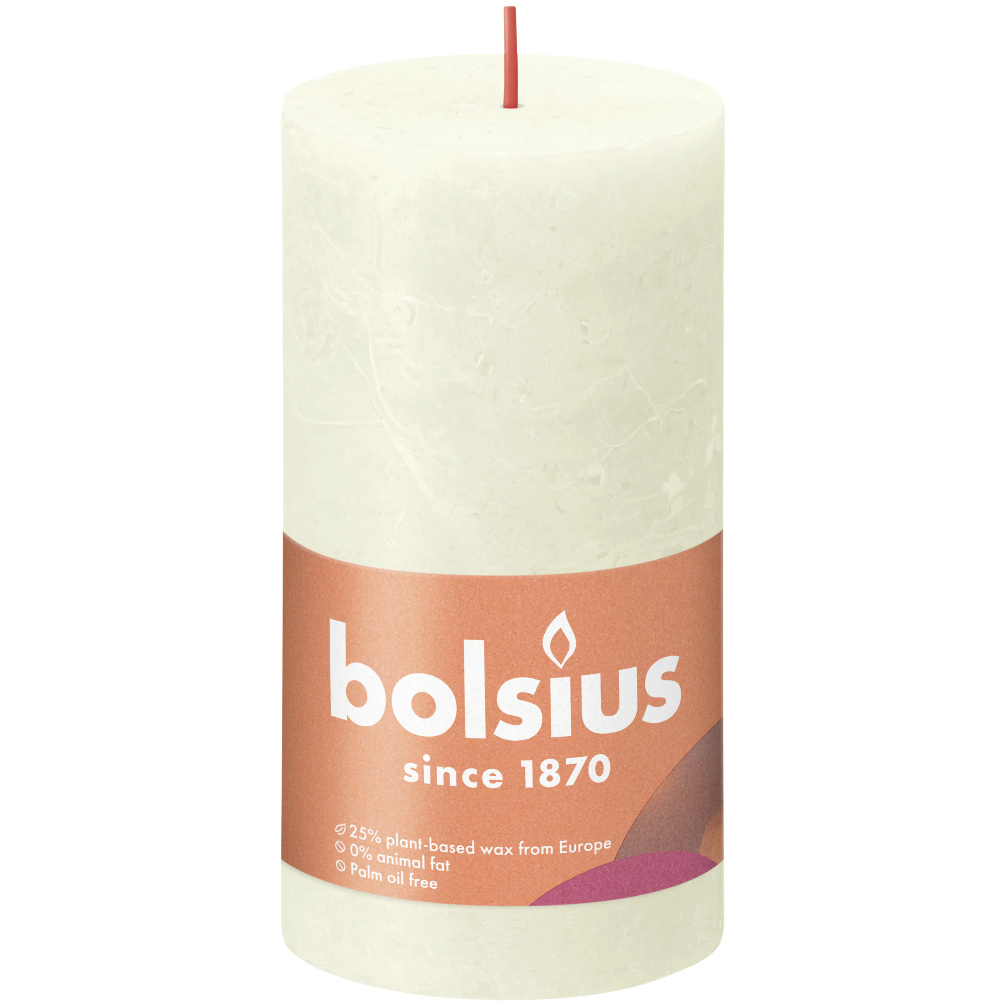 Bolsius Rustik Stumpenkerze weiche Perle, Höhe: 13 cm, Ø 6,8 cm