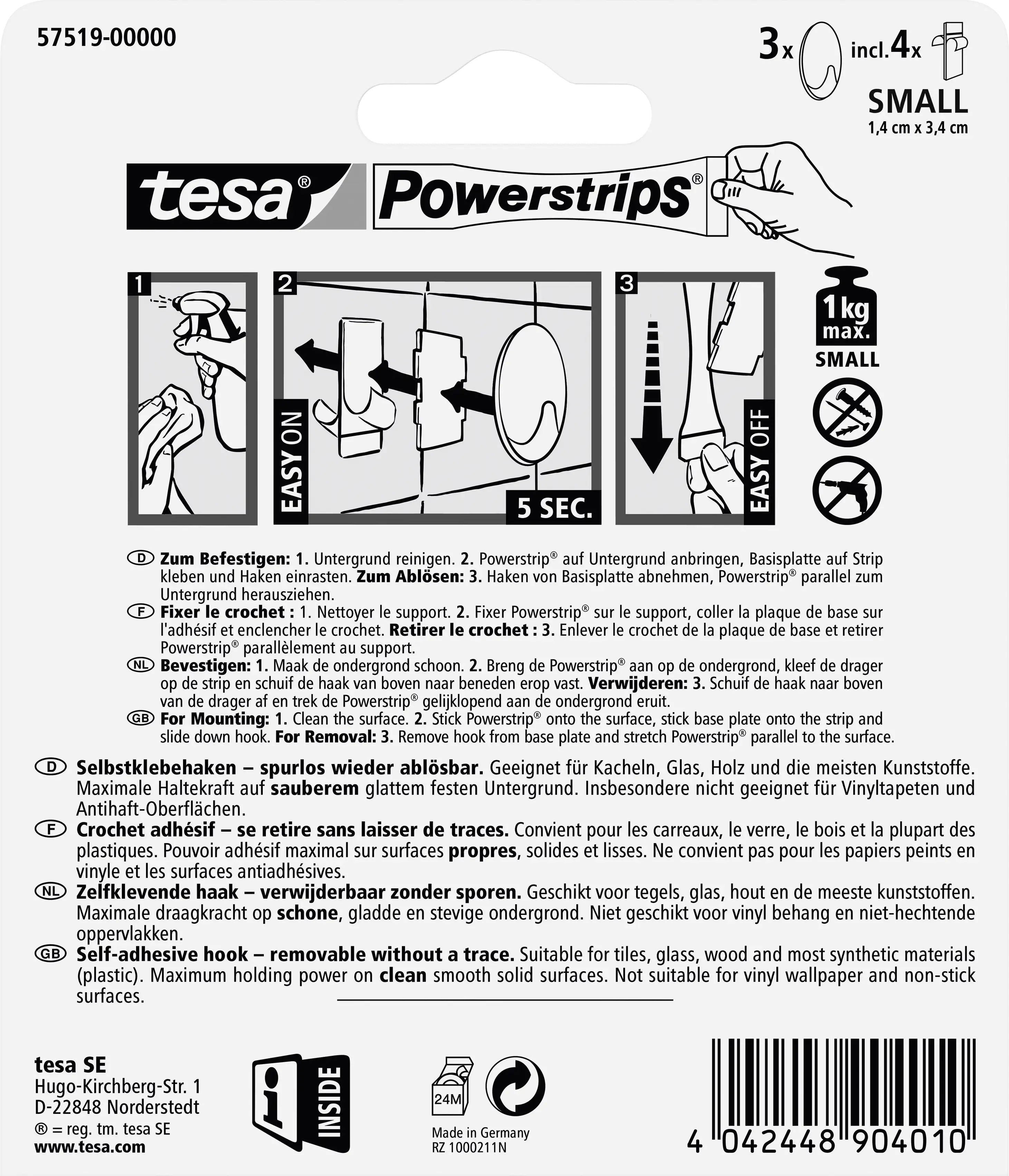 tesa Haken Powerstrip Small oval, matt-chrome tesa Haken Powerstrip Small oval, matt-chrome
