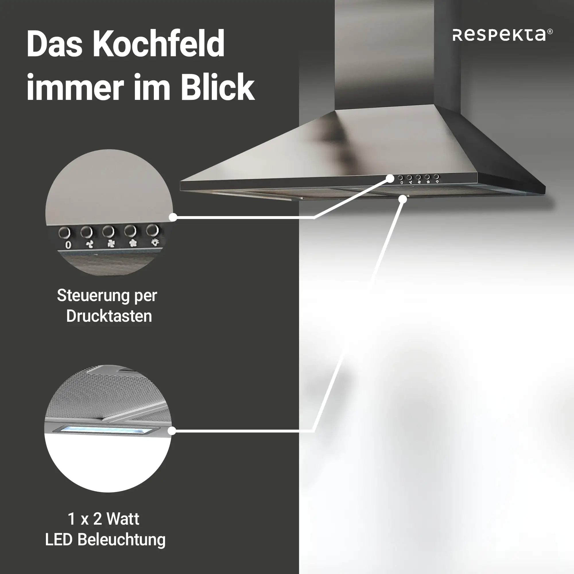 respekta Kaminhaube Edelstahl 60 cm Typ / Modell: CH 22058 IXB 60 cm respekta Kaminhaube Edelstahl 60 cm Typ / Modell: CH 22058 IXB 60 cm