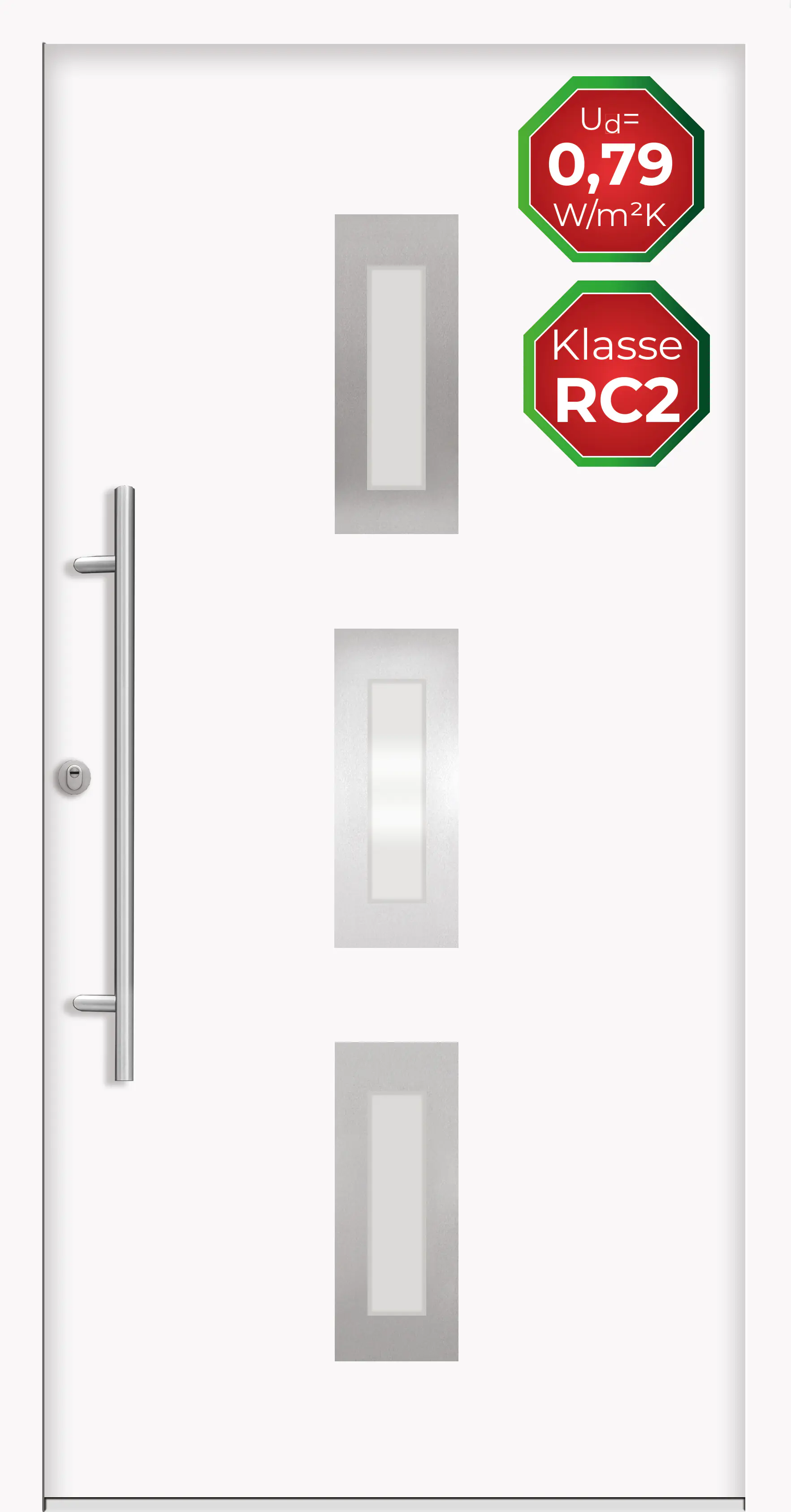 Splendoor Haustür Passivedoor Premium B02 RC2 Weiß DIN Links 110 x 210 cm
