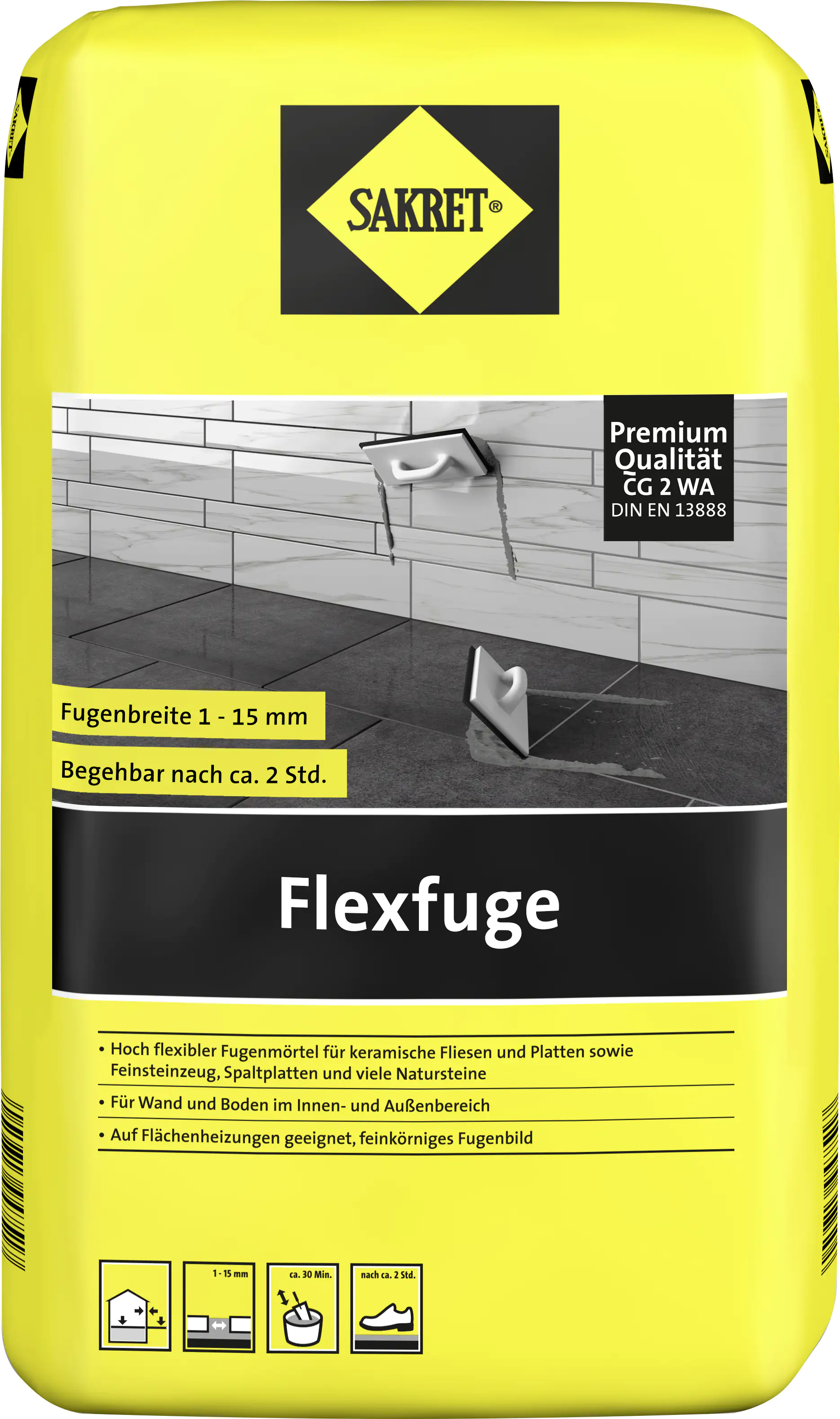SAKRET Flexfuge 1 - 15 mm zementgrau 15 kg