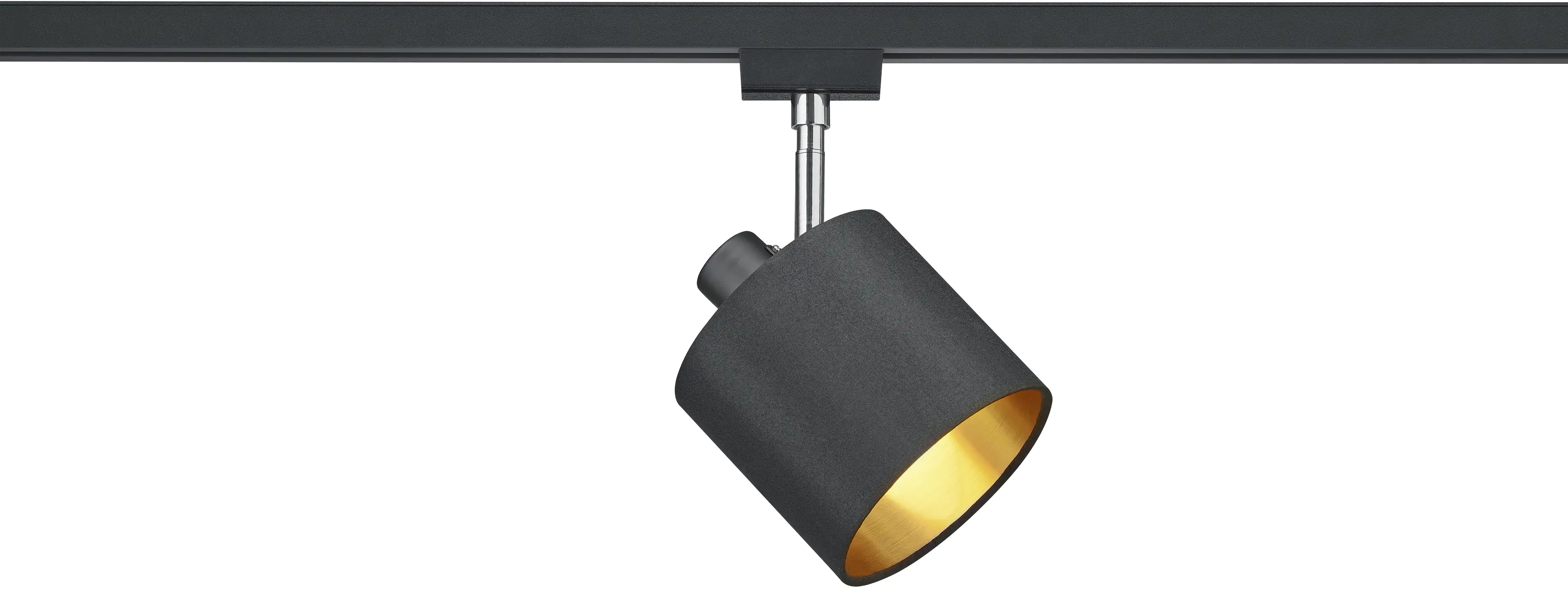 Trio Leuchten Spot Tommy DUOline E14 nickel-matt Stoffschirm schwarz-gold