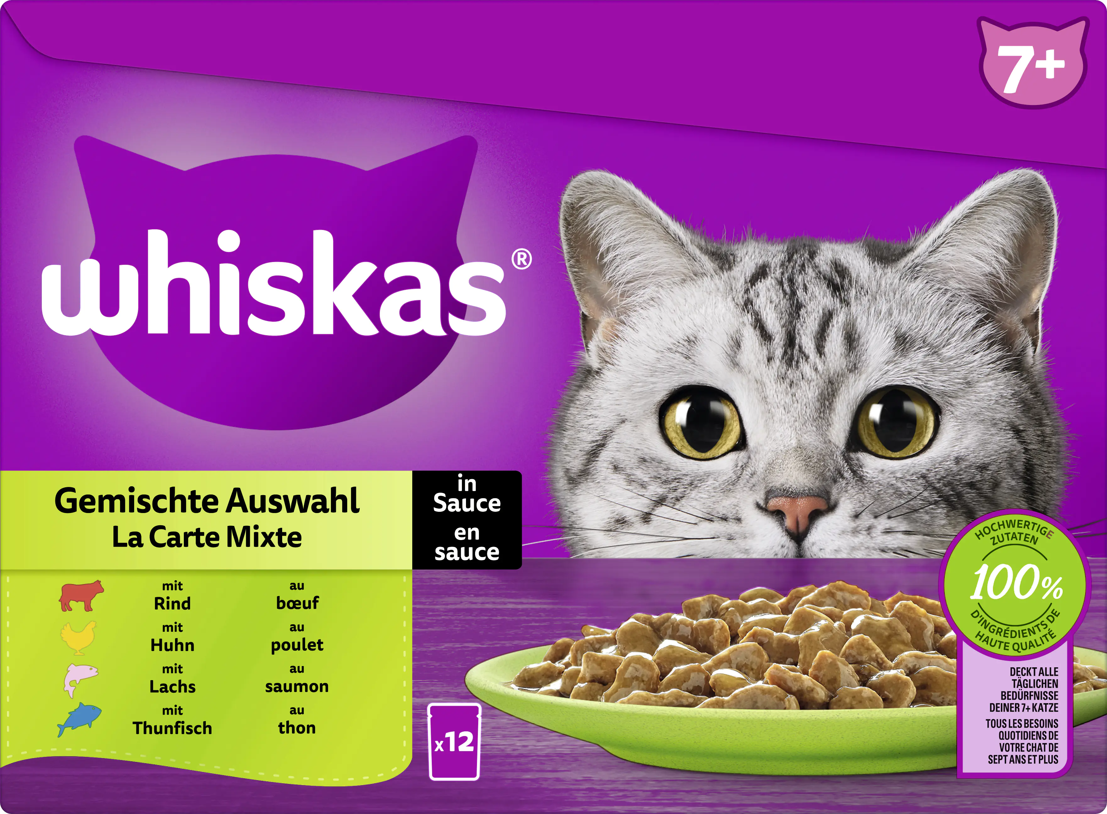 Whiskas Multipack Senior 7+ gemischte Auswahl in Sauce Katzenfutter 12 x 85 g