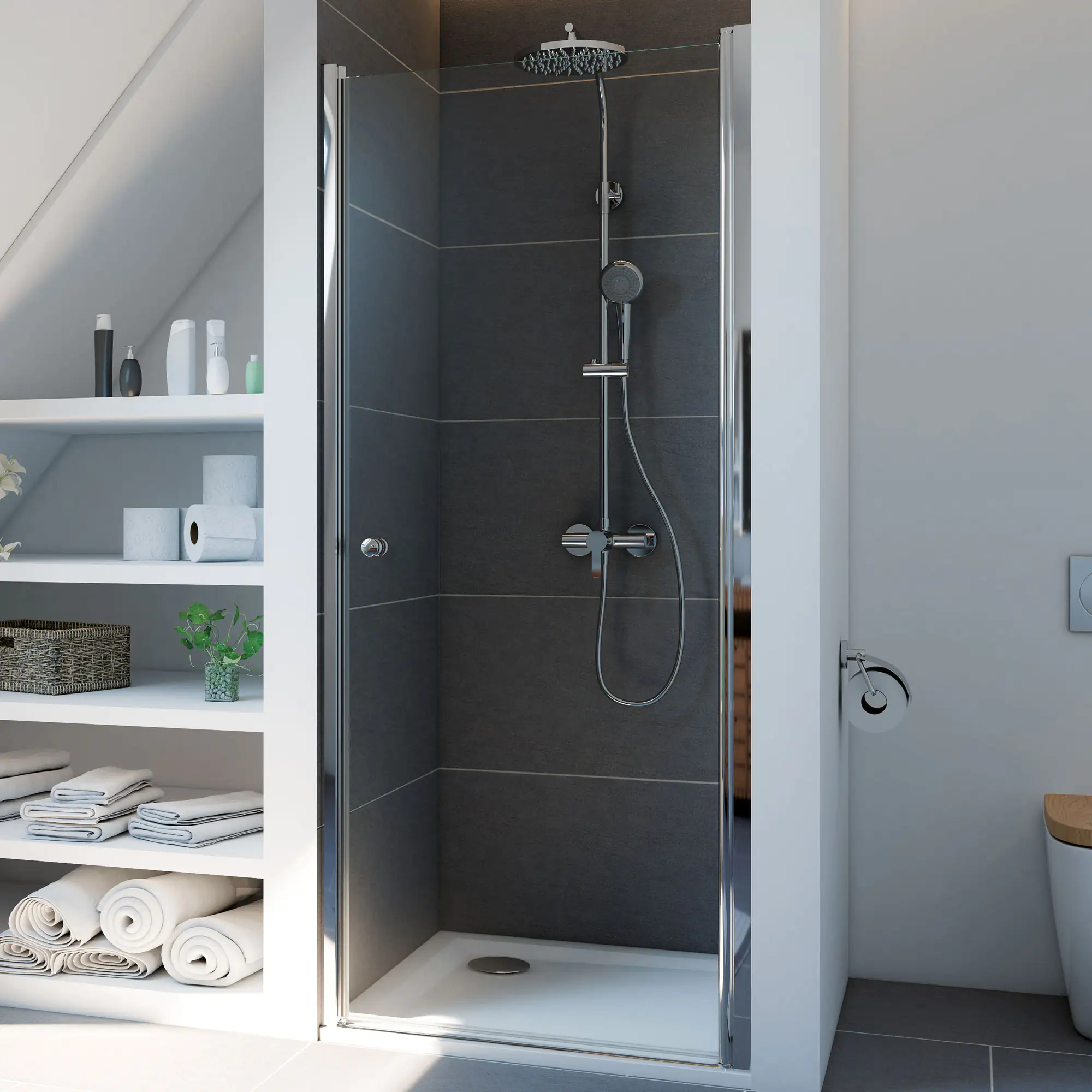 Breuer Drehtür Ni Elana 6 re 80 x 200 cm, Alu silber matt, Klarglas