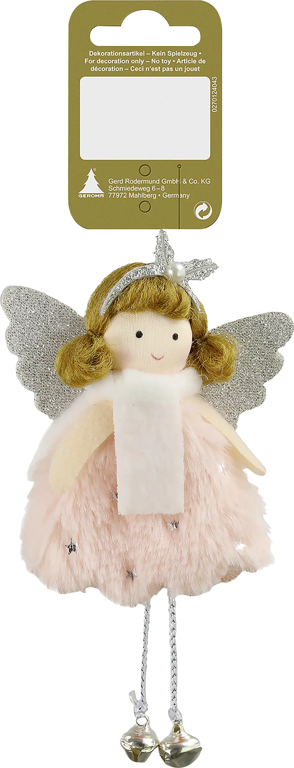 Weihnachtsanhänger Engel 15 cm rosa silber 1 Stück