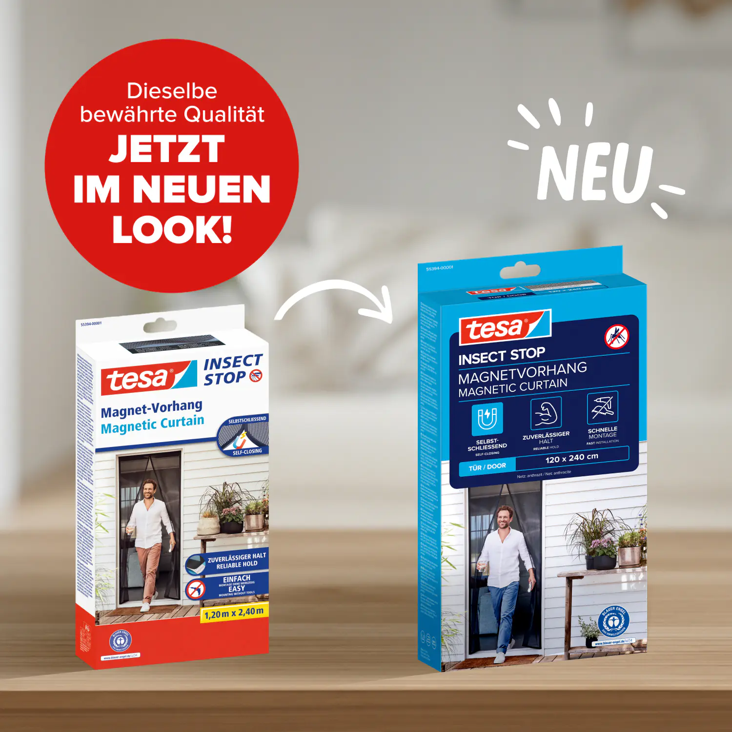 Tesa Insektenschutz Magnetvorhang Selbstschließend 120 x 240 cm Anthrazit