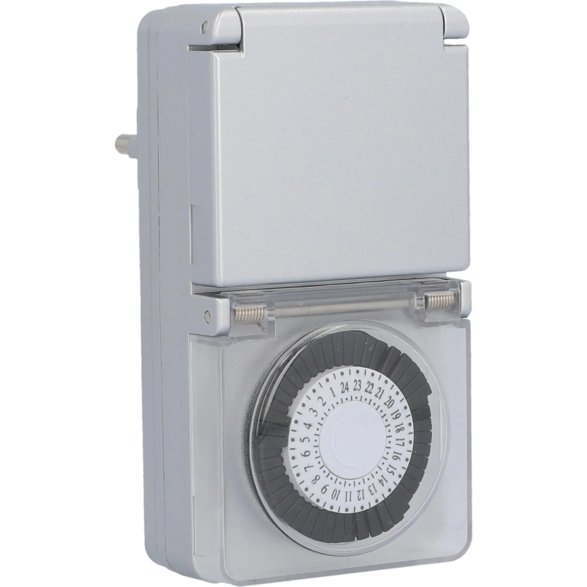 Zeitschaltuhr 3.500 W mit Schutzabdeckung mechanisch, silber, IP44