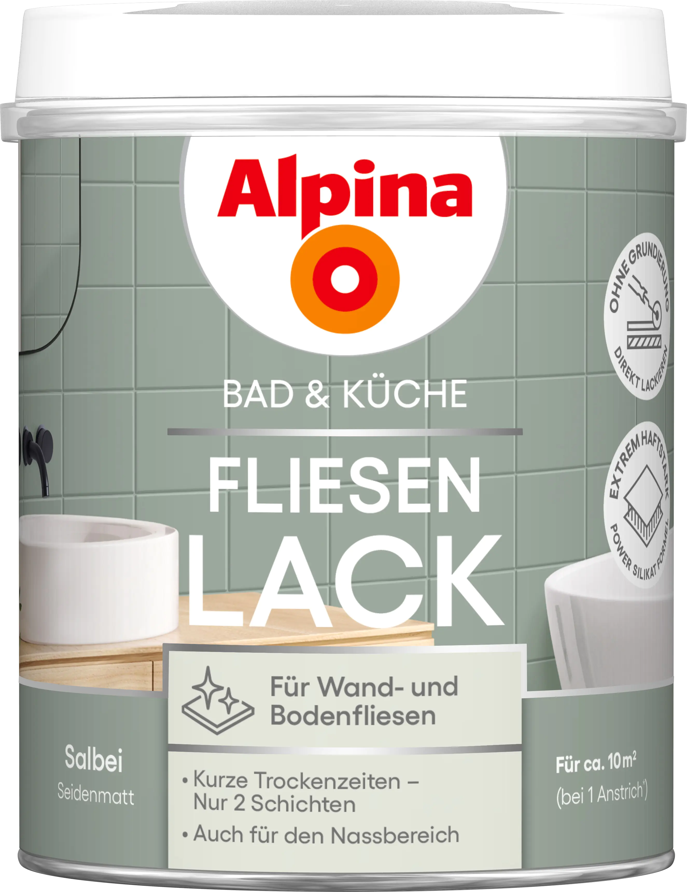 Alpina Fliesenlack Bad & Küche 2K Salbei 750 ml
