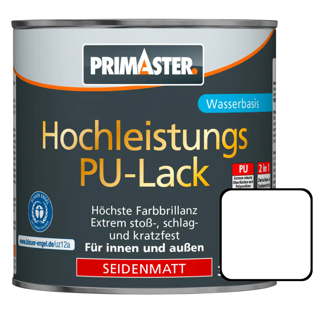 Primaster Hochleistungs-PU-Lack RAL 9010 750 ml 2in1 weiß seidenmatt Primaster Hochleistungs-PU-Lack RAL 9010 750 ml 2in1 weiß seidenmatt