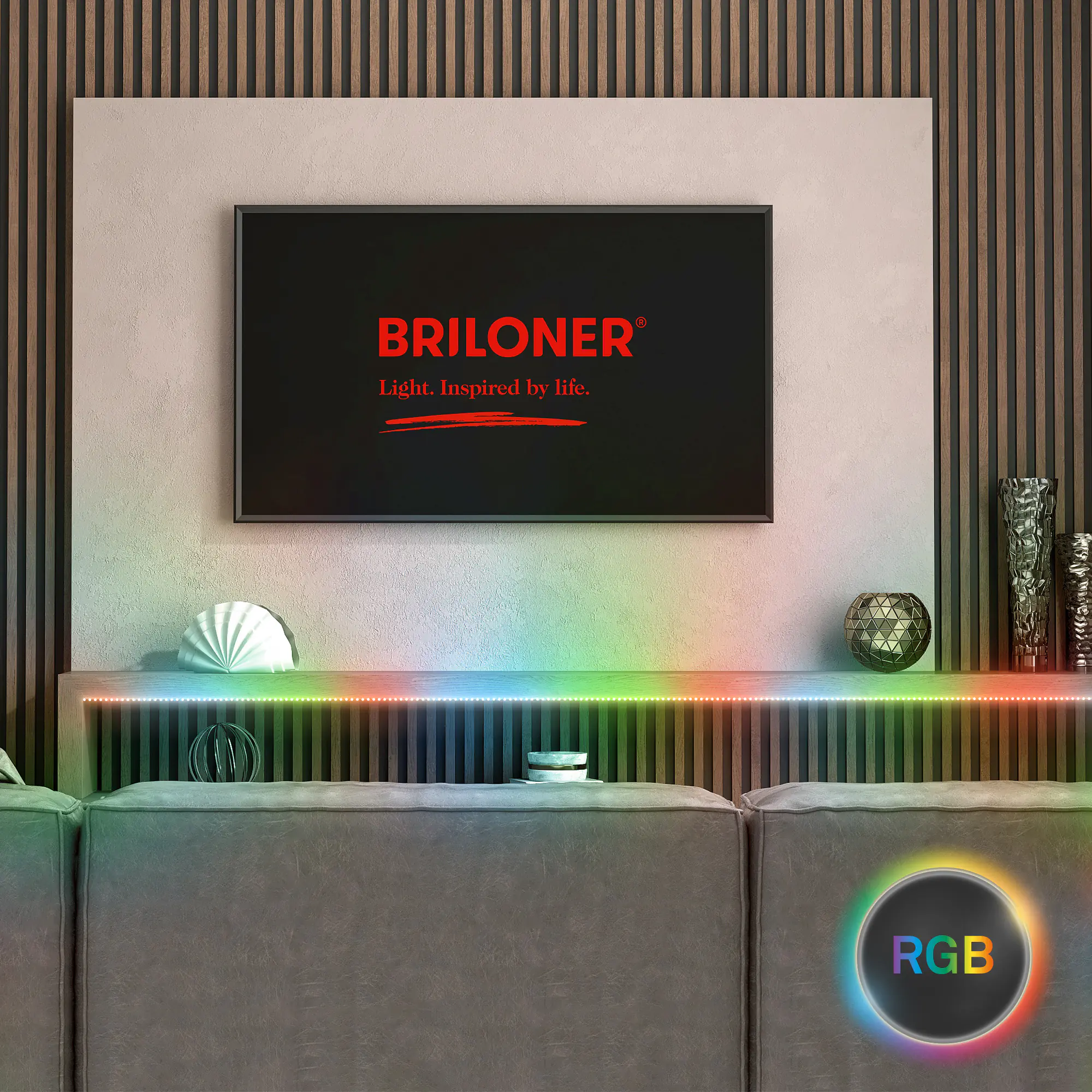 Briloner LED-Streifen RGB mit integriertem Akku 3 m weiß