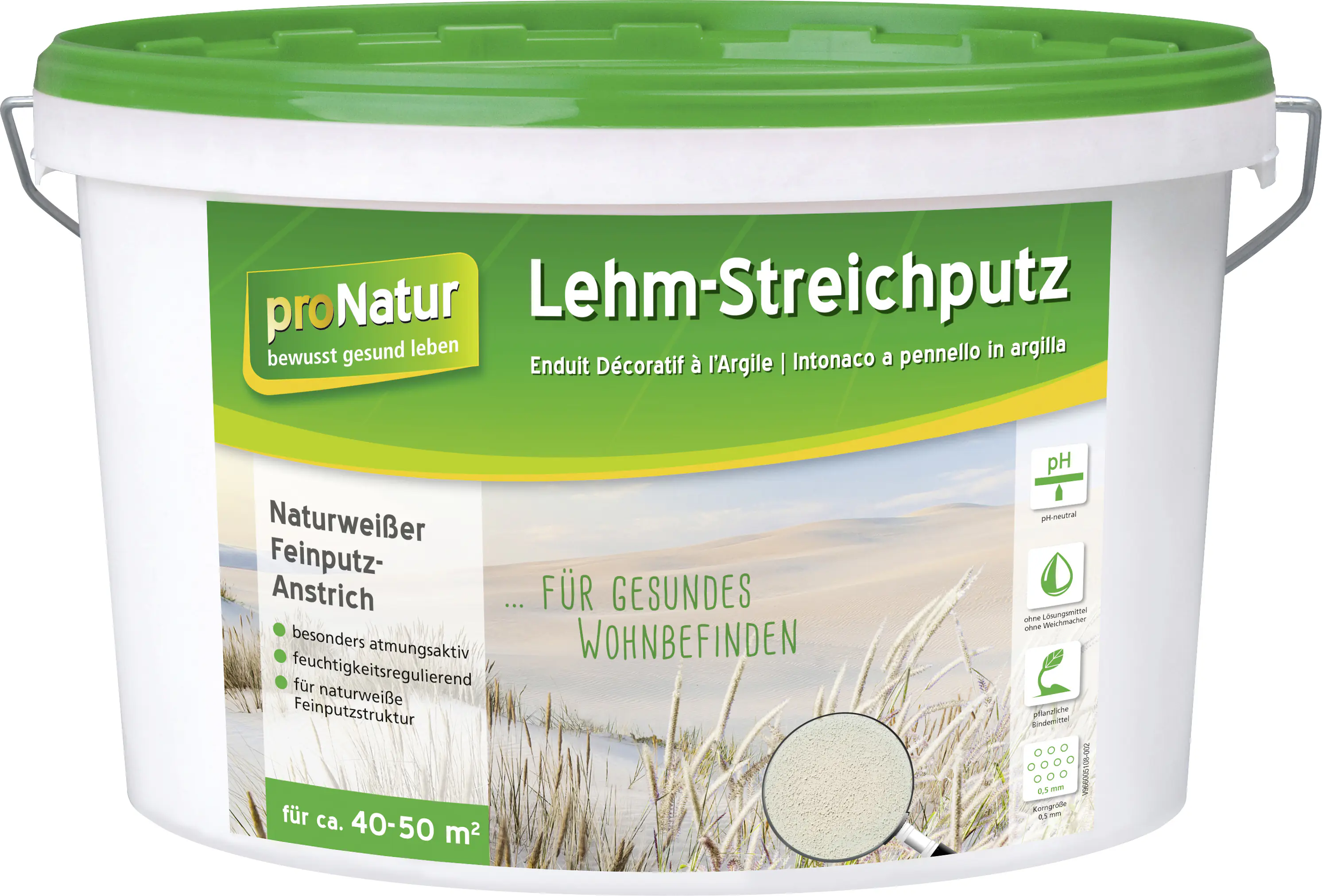 Pronatur Lehmstreichputz 18 kg 0,5 mm fein weiß Pronatur Lehmstreichputz 18 kg 0,5 mm fein weiß