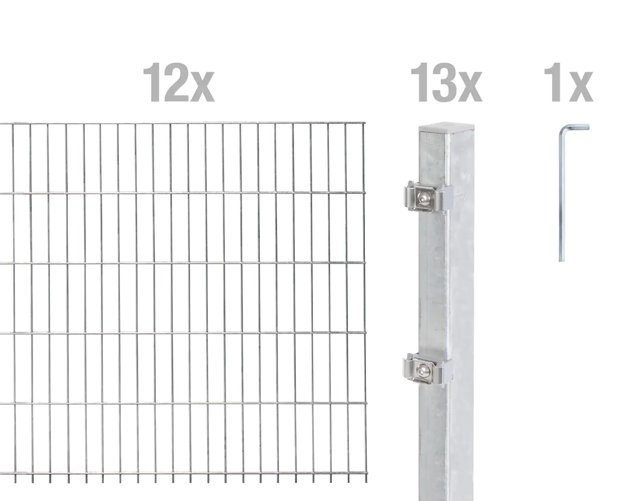 Alberts Doppelstabmatten-Grundset 24 m 200 x 120 cm 6/5/6 feuerverzinkt