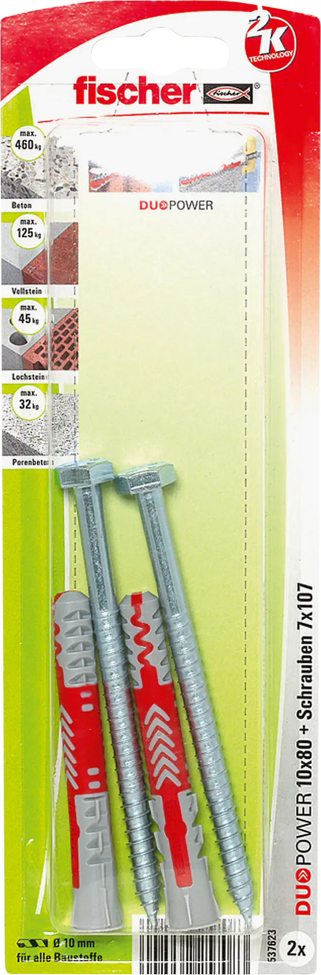 Fischer Dübel-Set Duopower 10.0 x 80 mm - 2 Stück