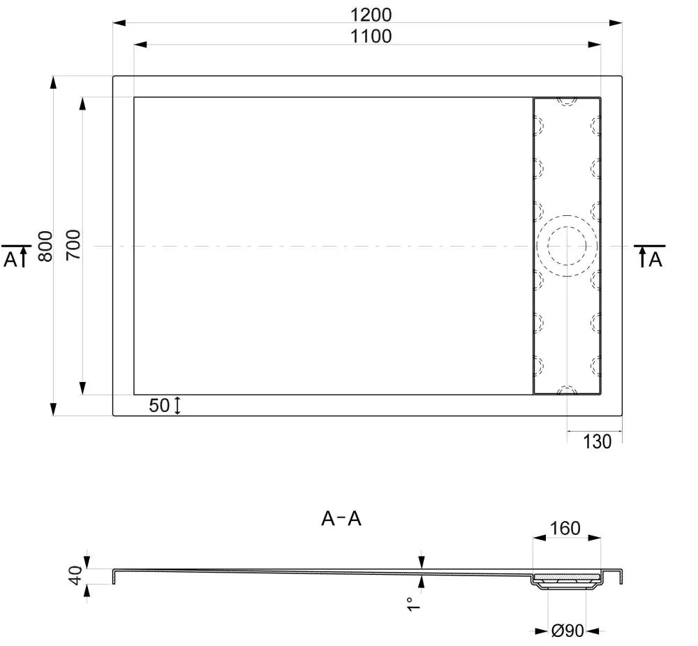 Ottofond Duschwanne mit Ablaufrinne 120 x 80 cm, weiß Ottofond Duschwanne mit Ablaufrinne 120 x 80 cm, weiß