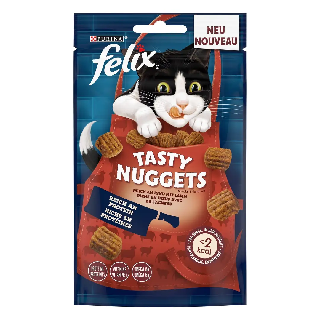 Felix Tasty Nuggets Katzensnack Reich an Rind mit Lamm 180 g Felix Tasty Nuggets Katzensnack Reich an Rind mit Lamm 180 g