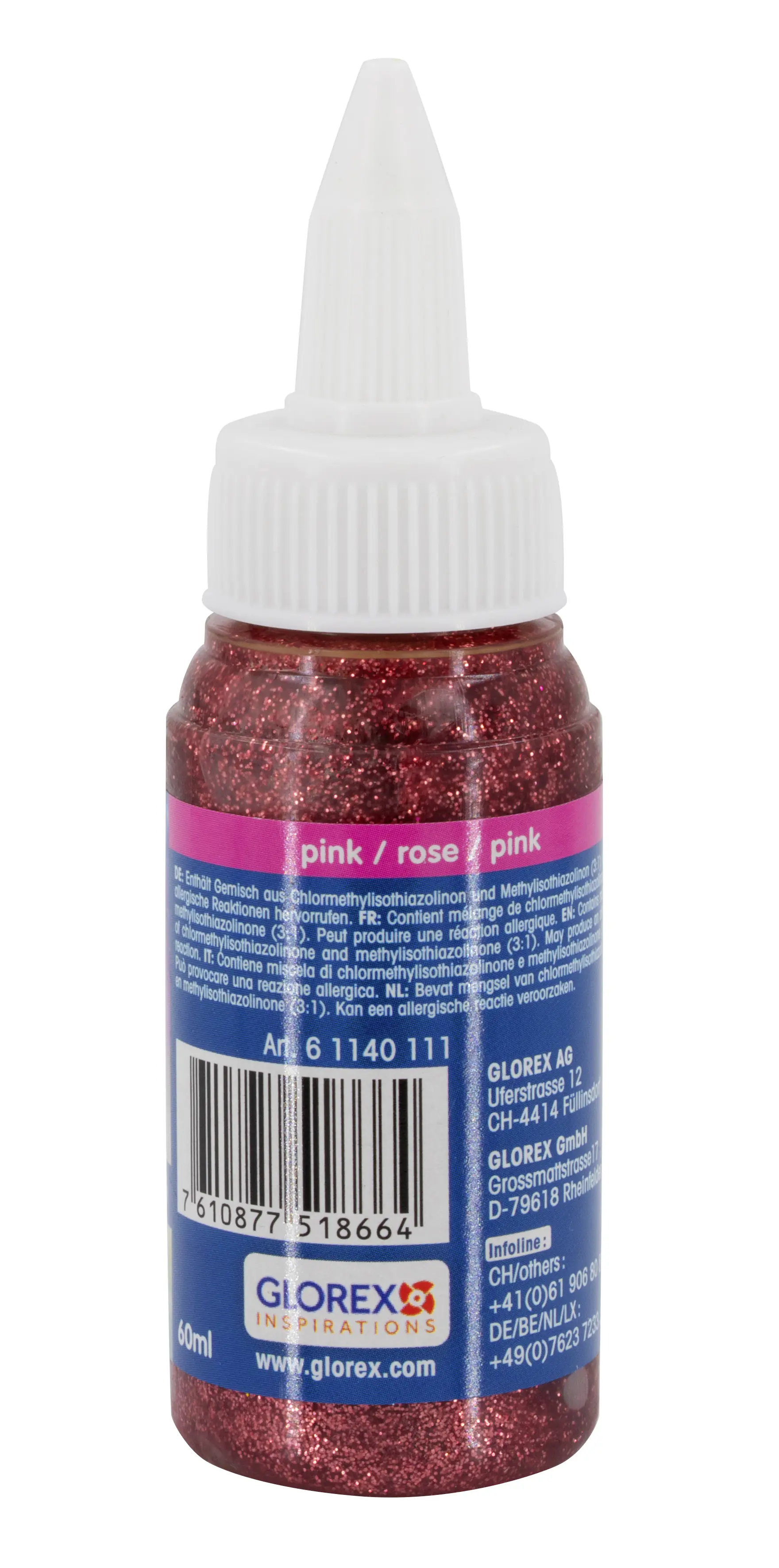 Glorex Glitterglue Flasche Dosierverschluss pink 60 ml
