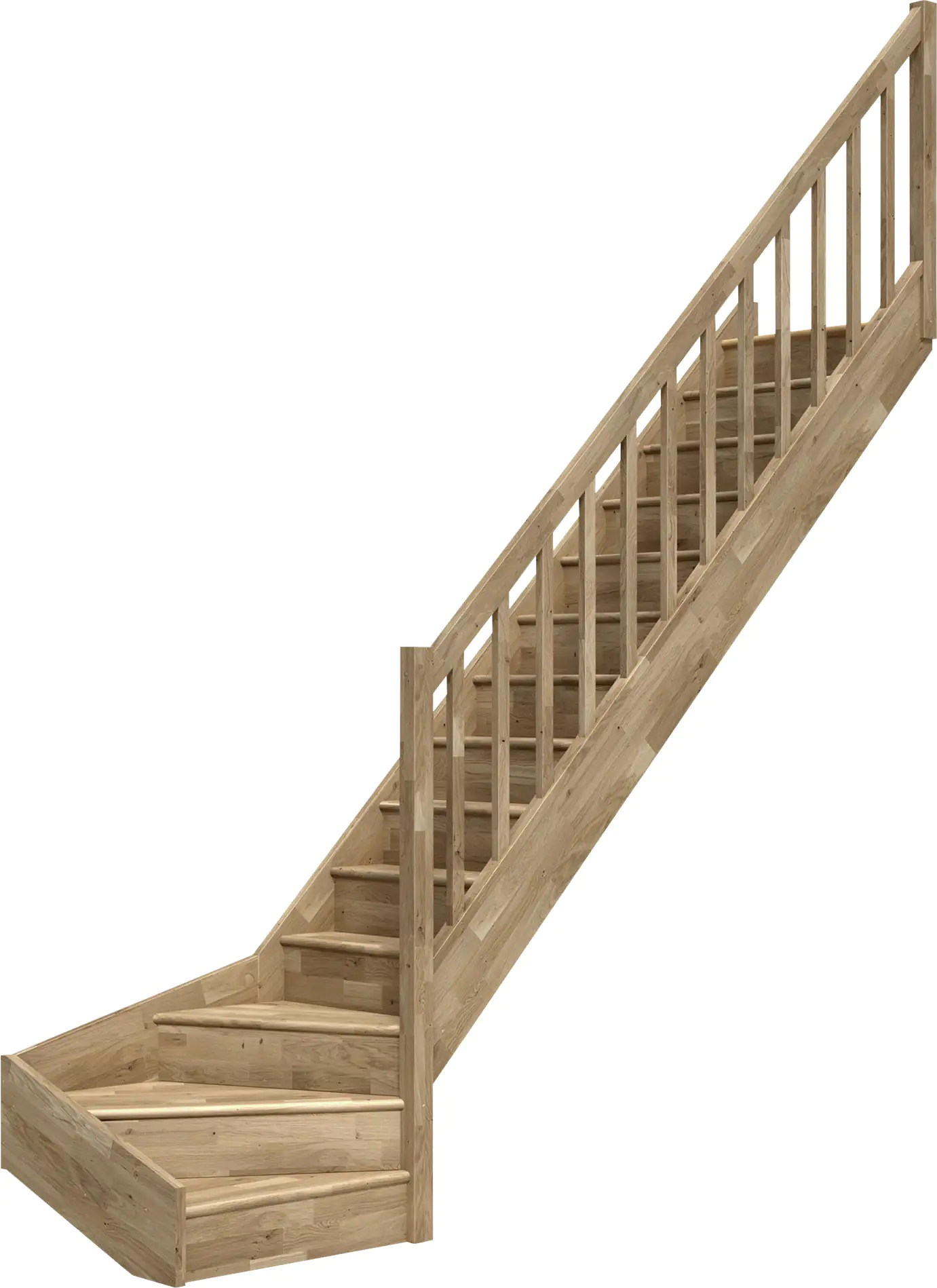 Dolle Raumspartreppen Paris 1/4-gew. Eiche versiegelt inkl. Geländer