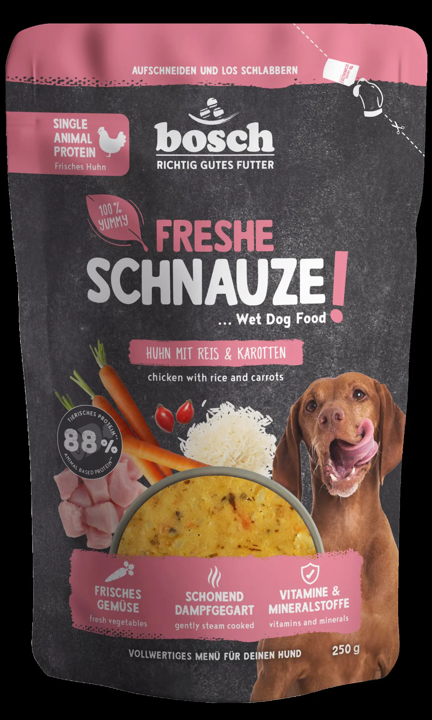 Bosch Freshe Schnauze Hundenassfutter Adult 250 g Huhn mit Reis & Karotten