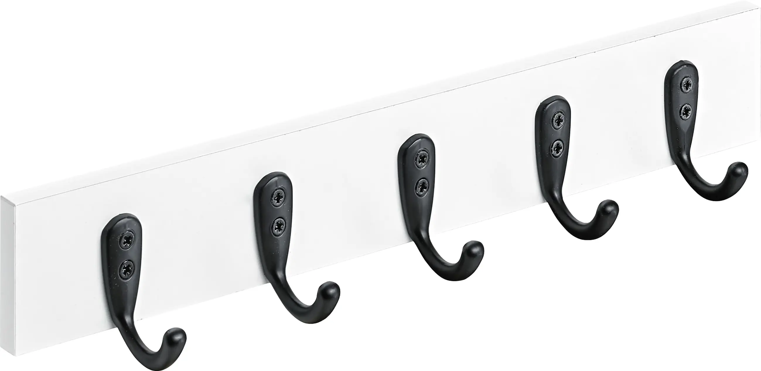 Hettich Garderobehakenleiste Holz 400 x 60 x 60 mm mit 5 Haken weiß-schwarz - 1 Stück Hettich Garderobehakenleiste Holz 400 x 60 x 60 mm mit 5 Haken weiß-schwarz - 1 Stück