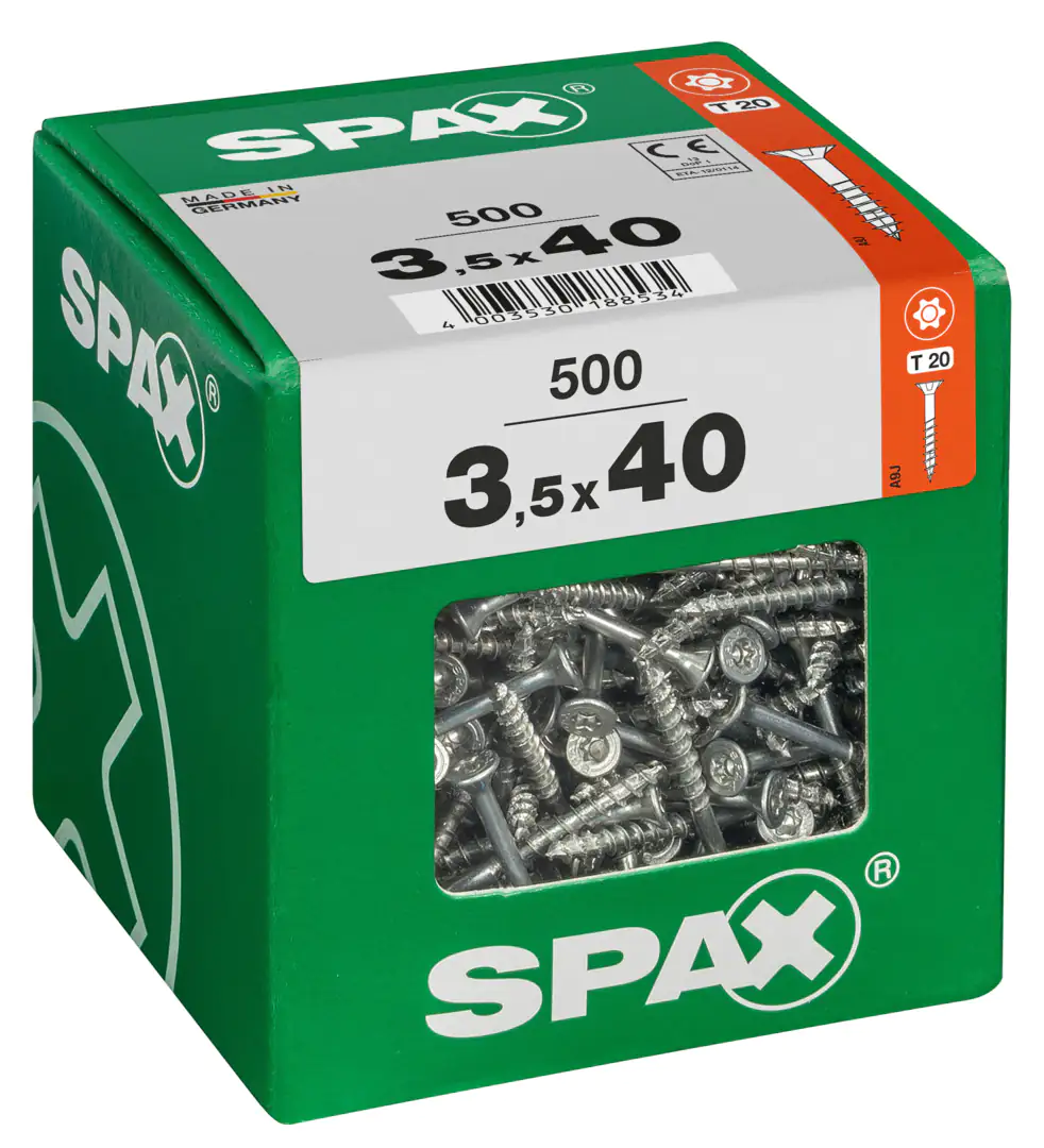 Spax Universalschrauben 3.5 x 40 mm TX 20 - 500 Stk. Spax Universalschrauben 3.5 x 40 mm TX 20 - 500 Stk.