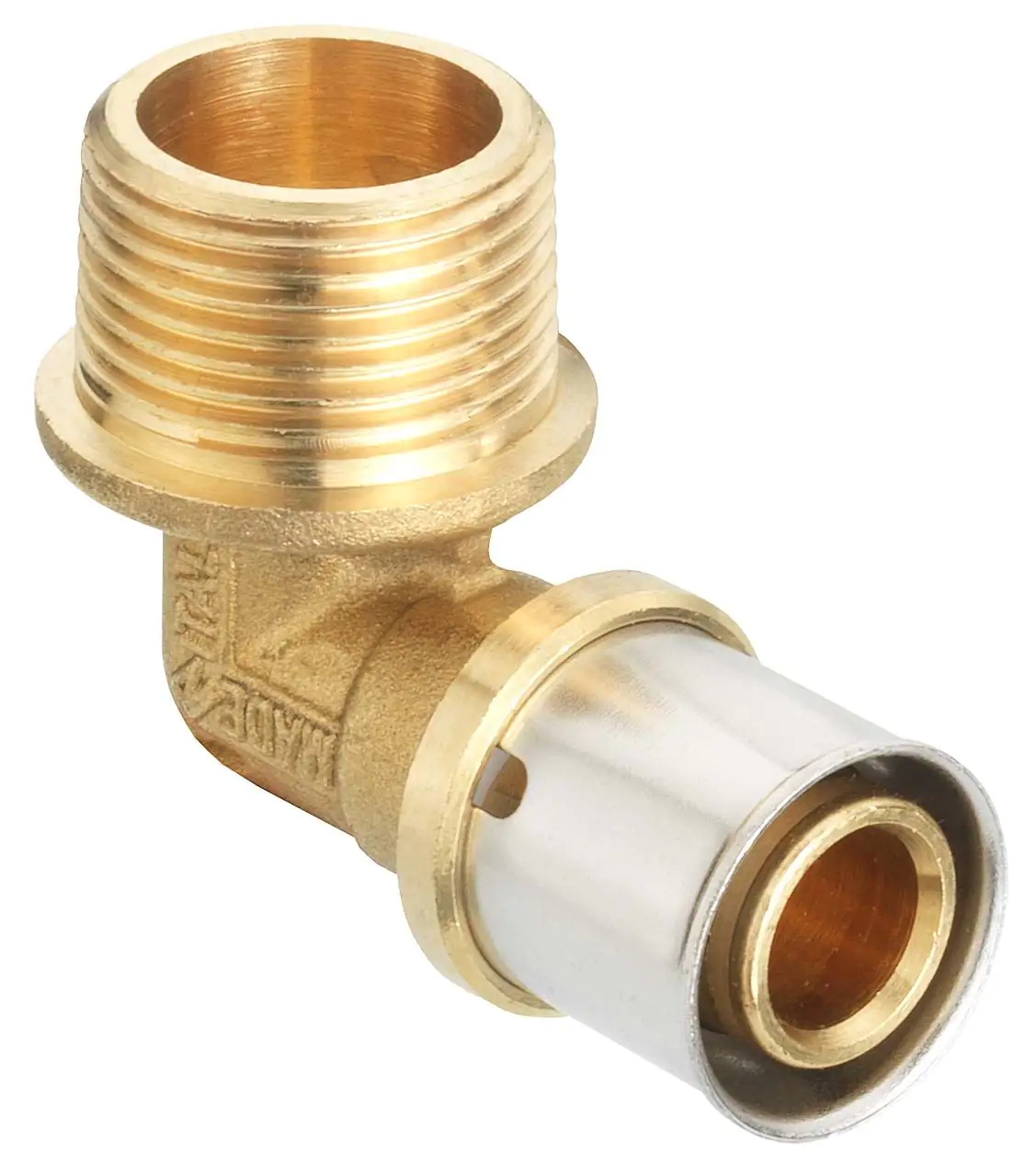 Cornat Press-Winkel 90° komplett Messing/Edelstahl, ø 16 mm, 1/2" AG