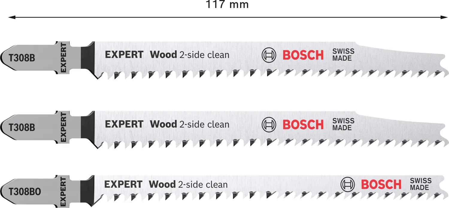Bosch Expert Stichsägeblätter Wood 2-side clean 3-teilig T308B/BO Bosch Expert Stichsägeblätter Wood 2-side clean 3-teilig T308B/BO