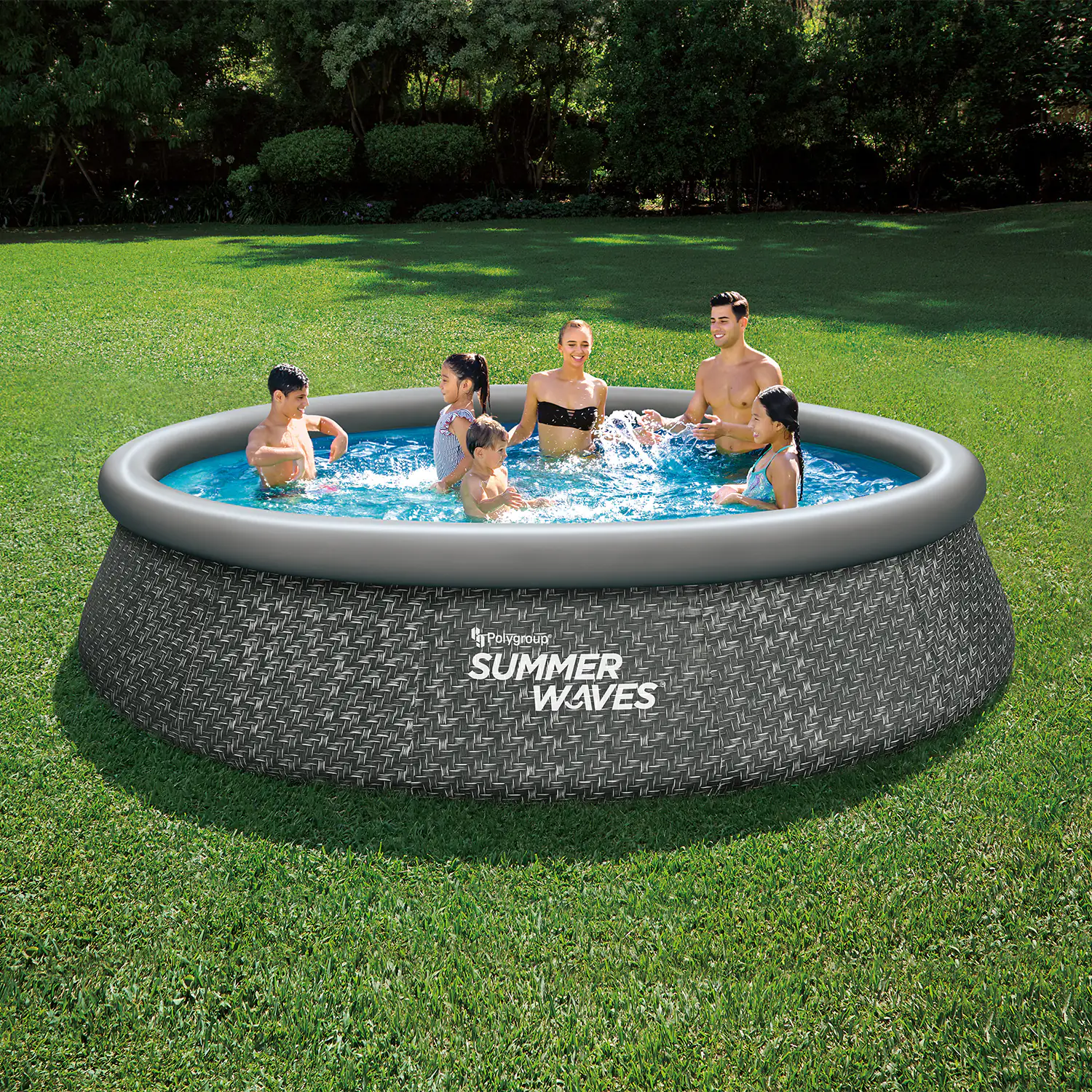 Summer Waves Pool Set Dark Herringbone 3,96m x 84 cm