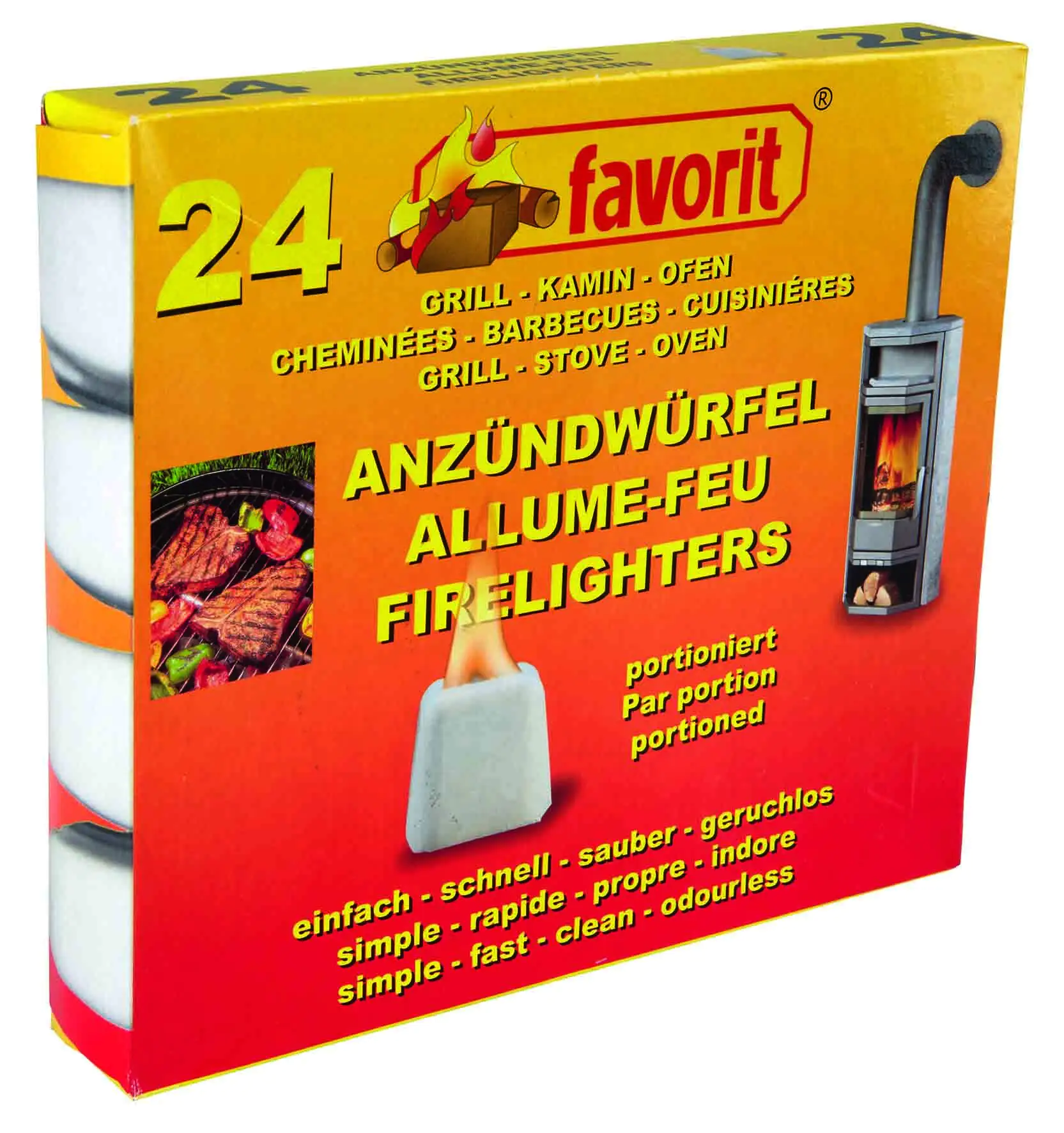 Favorit Anzündwürfel einzeln portioniert im Tray 24 Stück