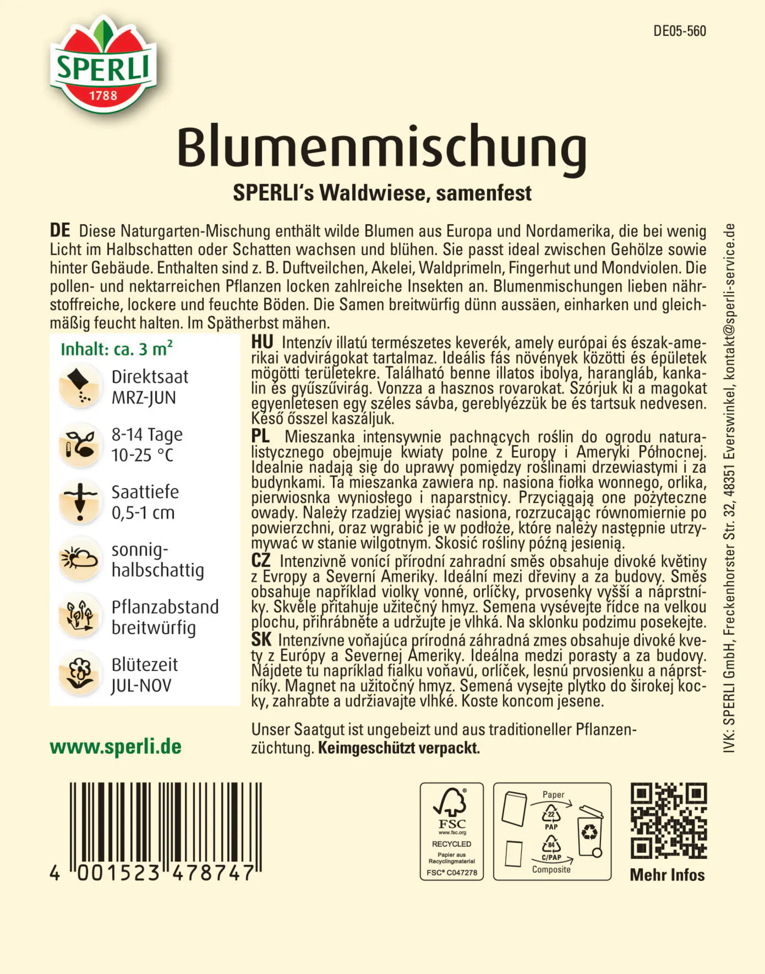 Sperli Blumenmischung Waldwiese