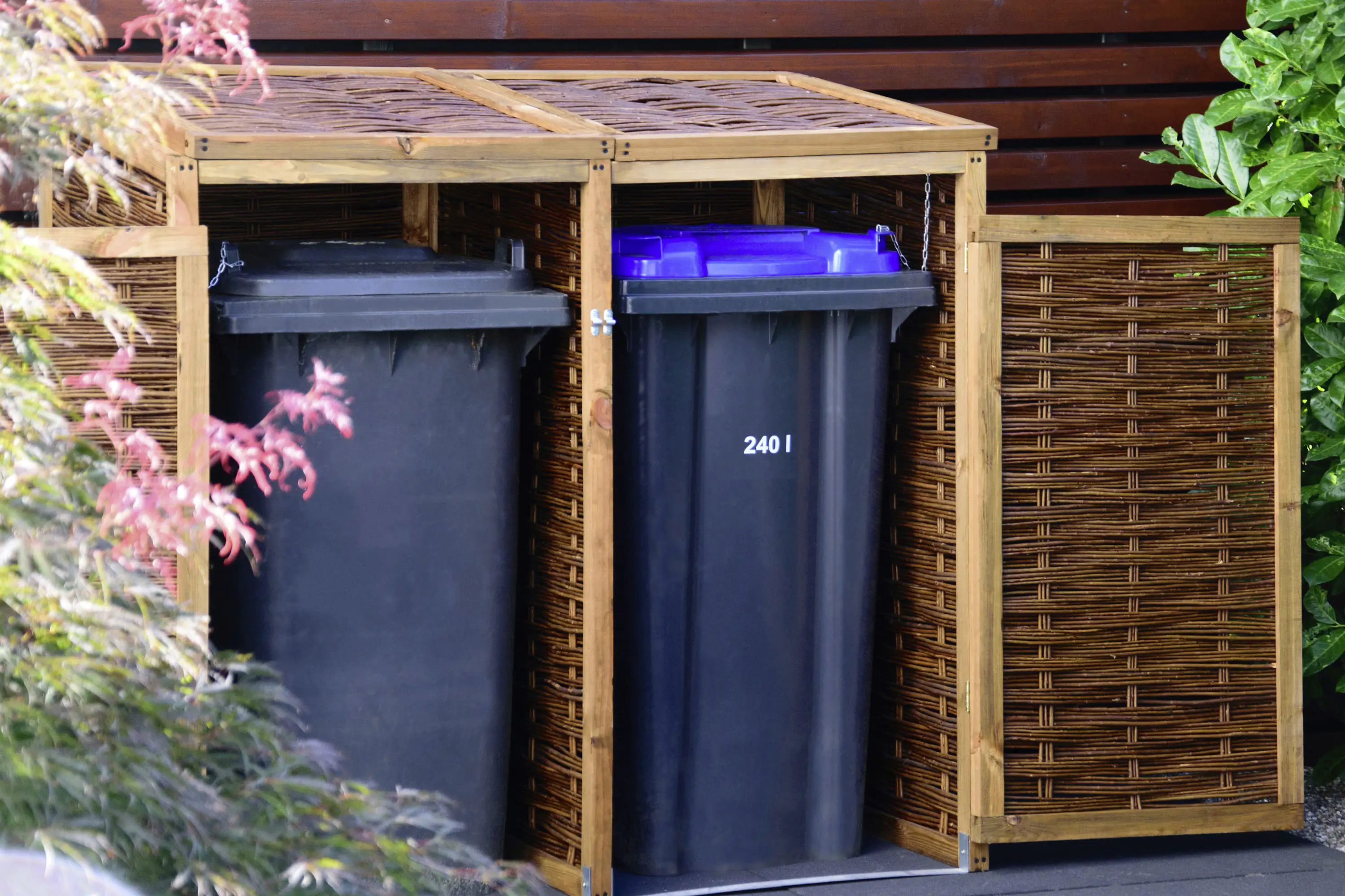 Dobar Mülltonnenbox Weide ungeschält 137 x 83 x 132cm