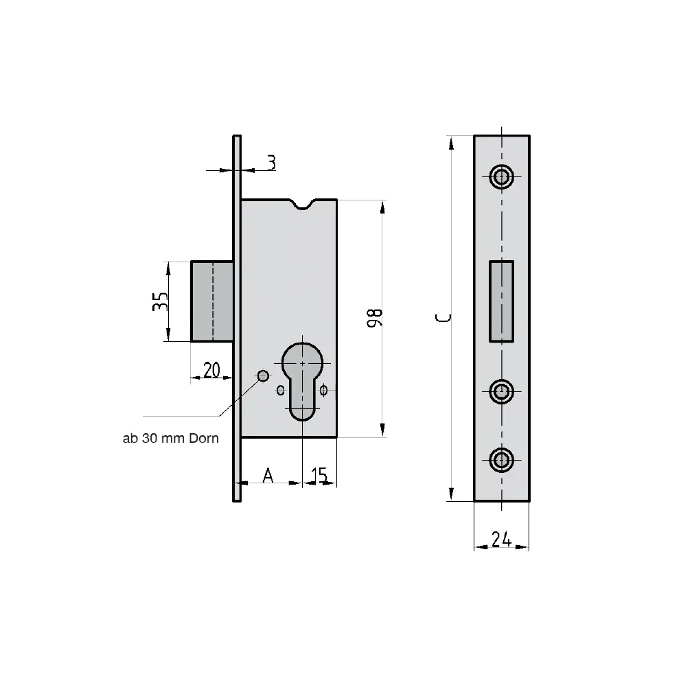 Basi Einsteckschloss ES 987 PZW rechts / links