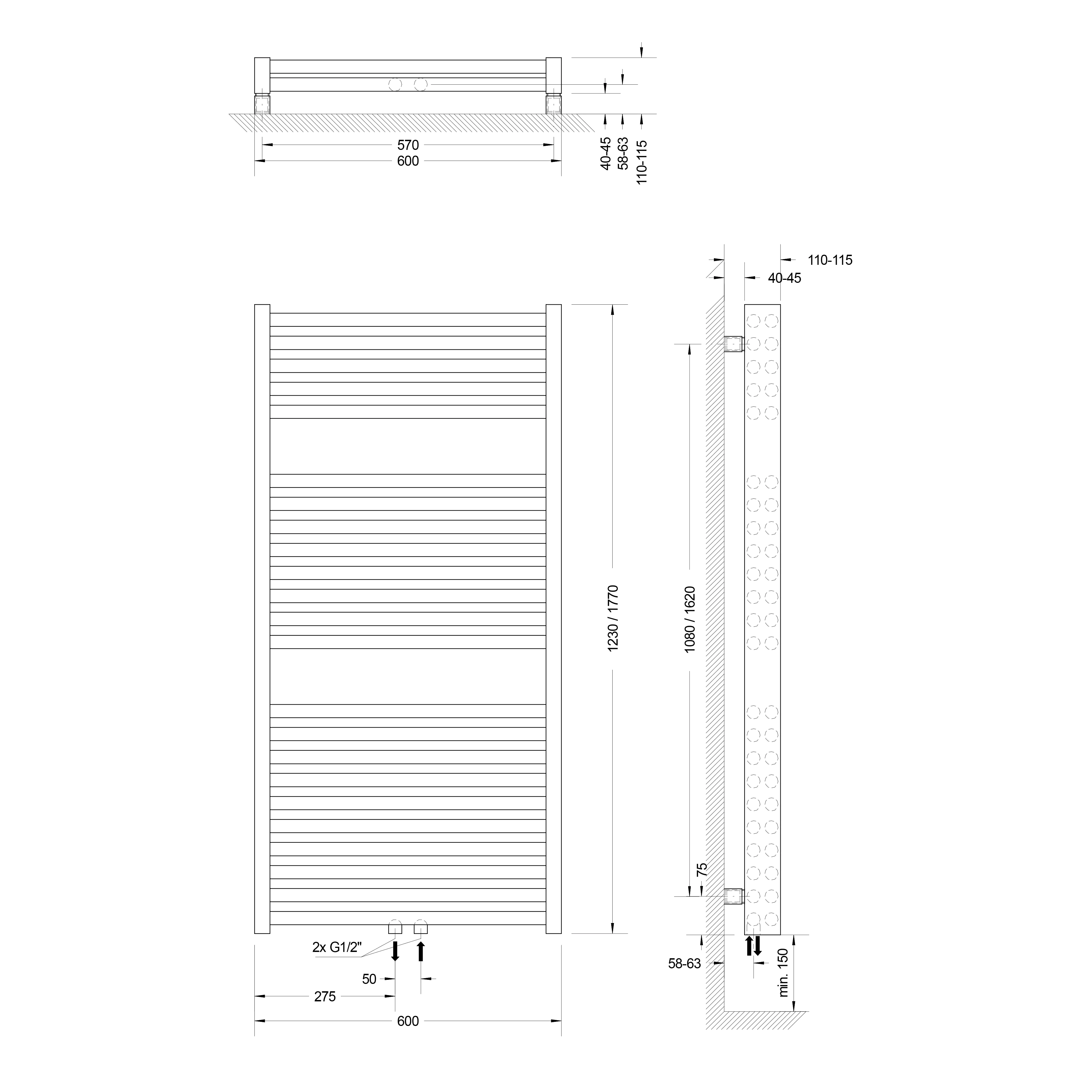 Schulte Badheizkörper München Powerpack 177x60 cm 1423 Watt