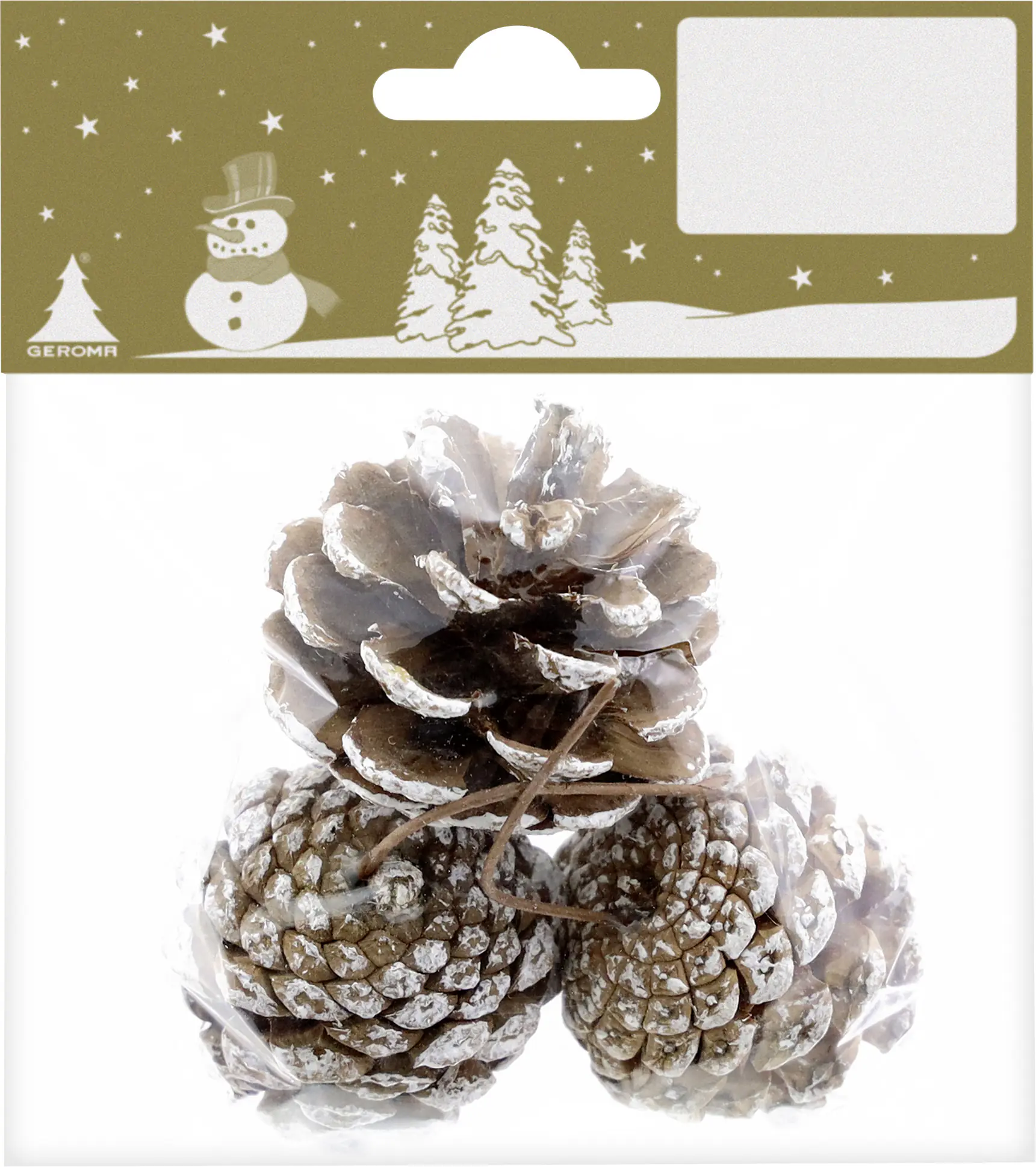 Deko-Zapfen mit Draht 4 cm braun-weiß 3 Stück