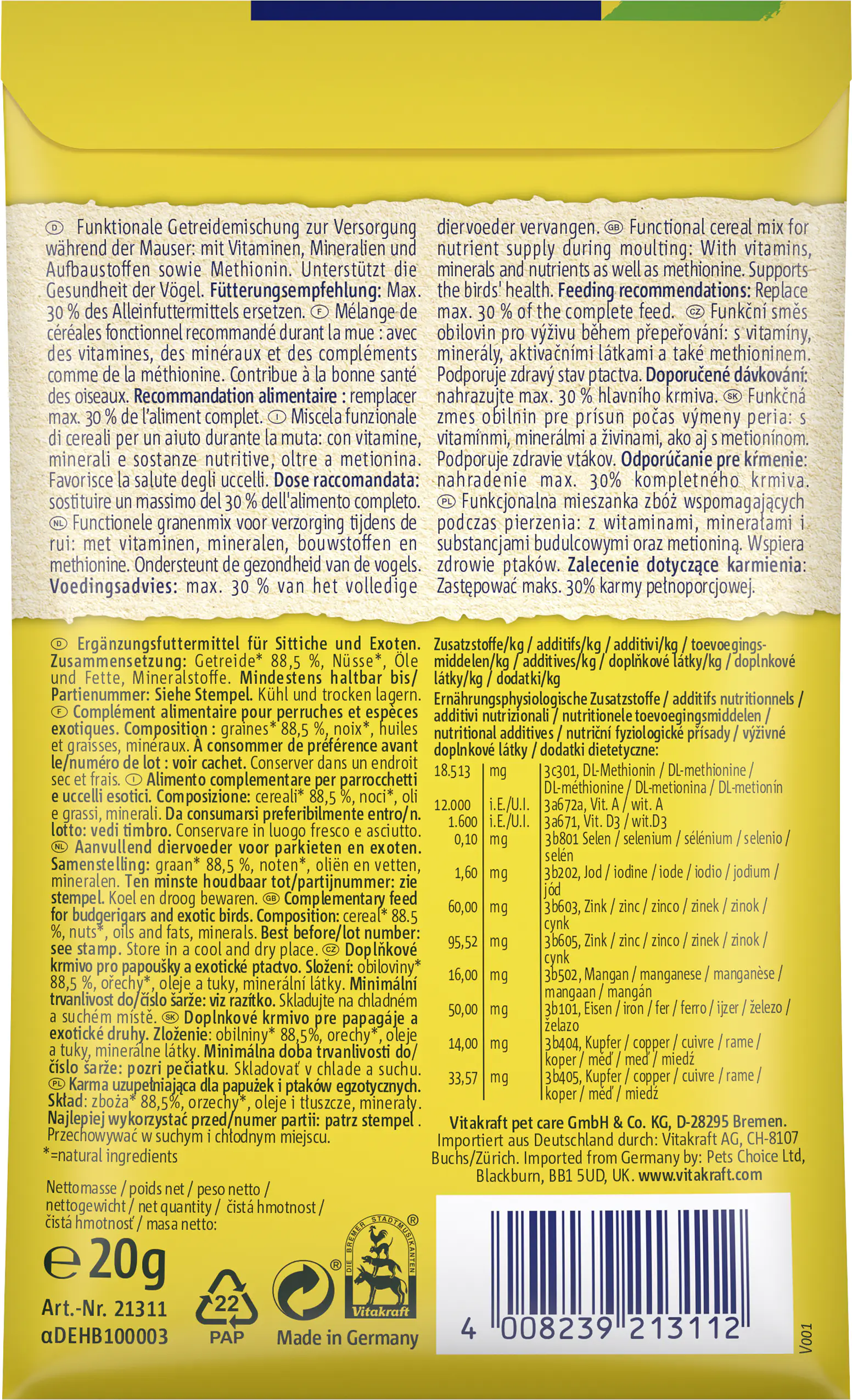 Vitakraft Mauserhilfe 20 g Vitakraft Mauserhilfe 20 g