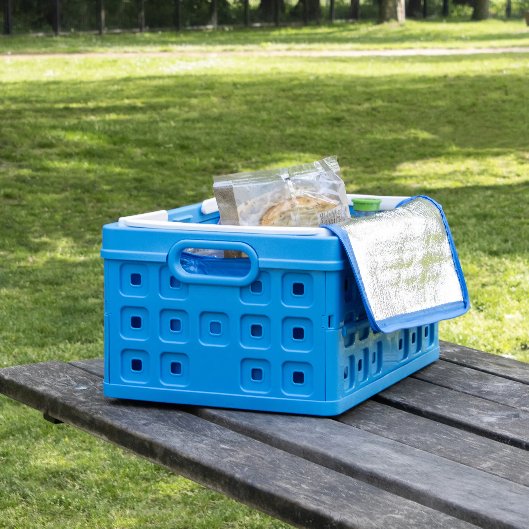 Square Klappbox mit Kühltasche und Griff 32L blau