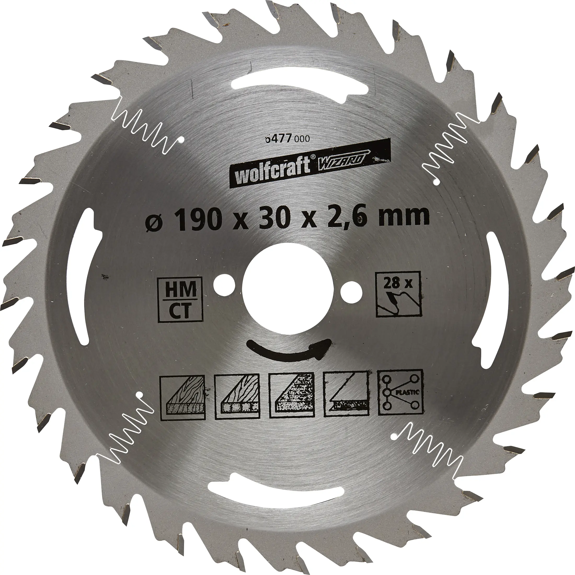 Wolfcraft Kreissägeblatt Serie silber Ø 190 mm Bohrung Ø 30 mm