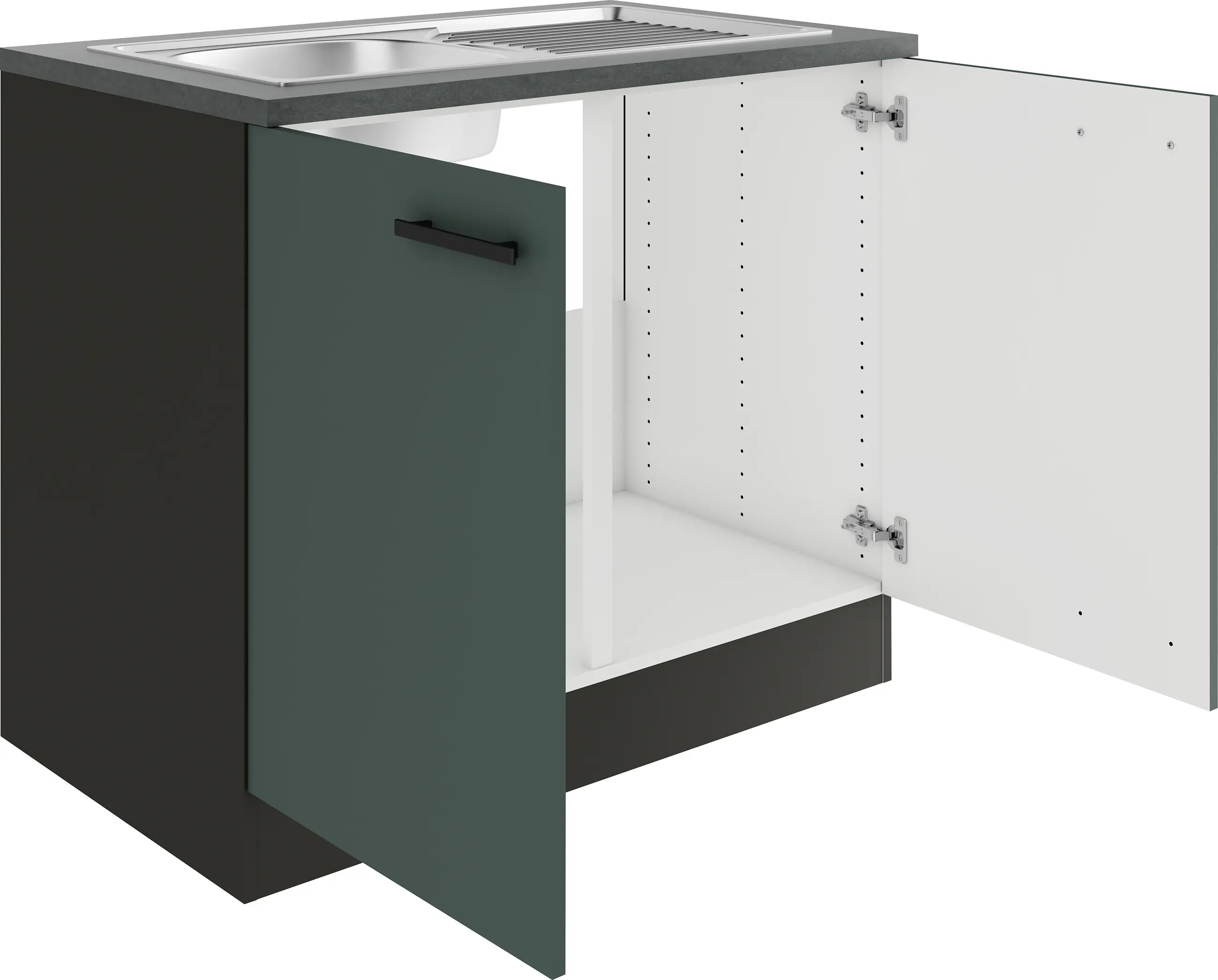 Optifit Spülenunterschrank Verona 405 steingrün/anthrazit 100 cm