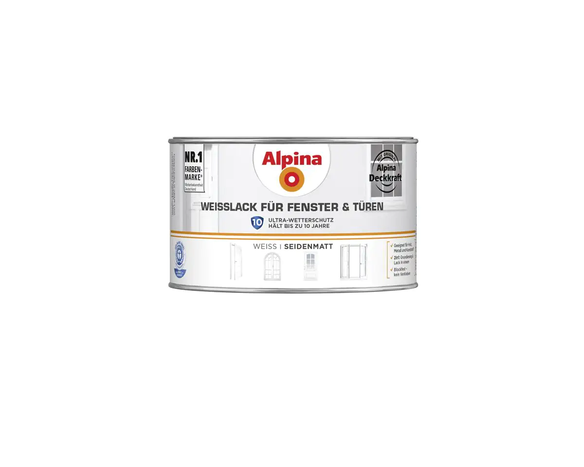 Alpina Weißlack für Fenster & Türen 300 ml weiß seidenmatt
