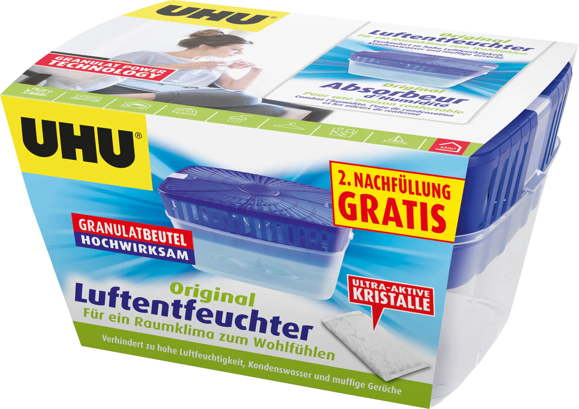 UHU Luftentfeuchter Original 1000 g gratis Nachfüllbeutel UHU Luftentfeuchter Original 1000 g gratis Nachfüllbeutel