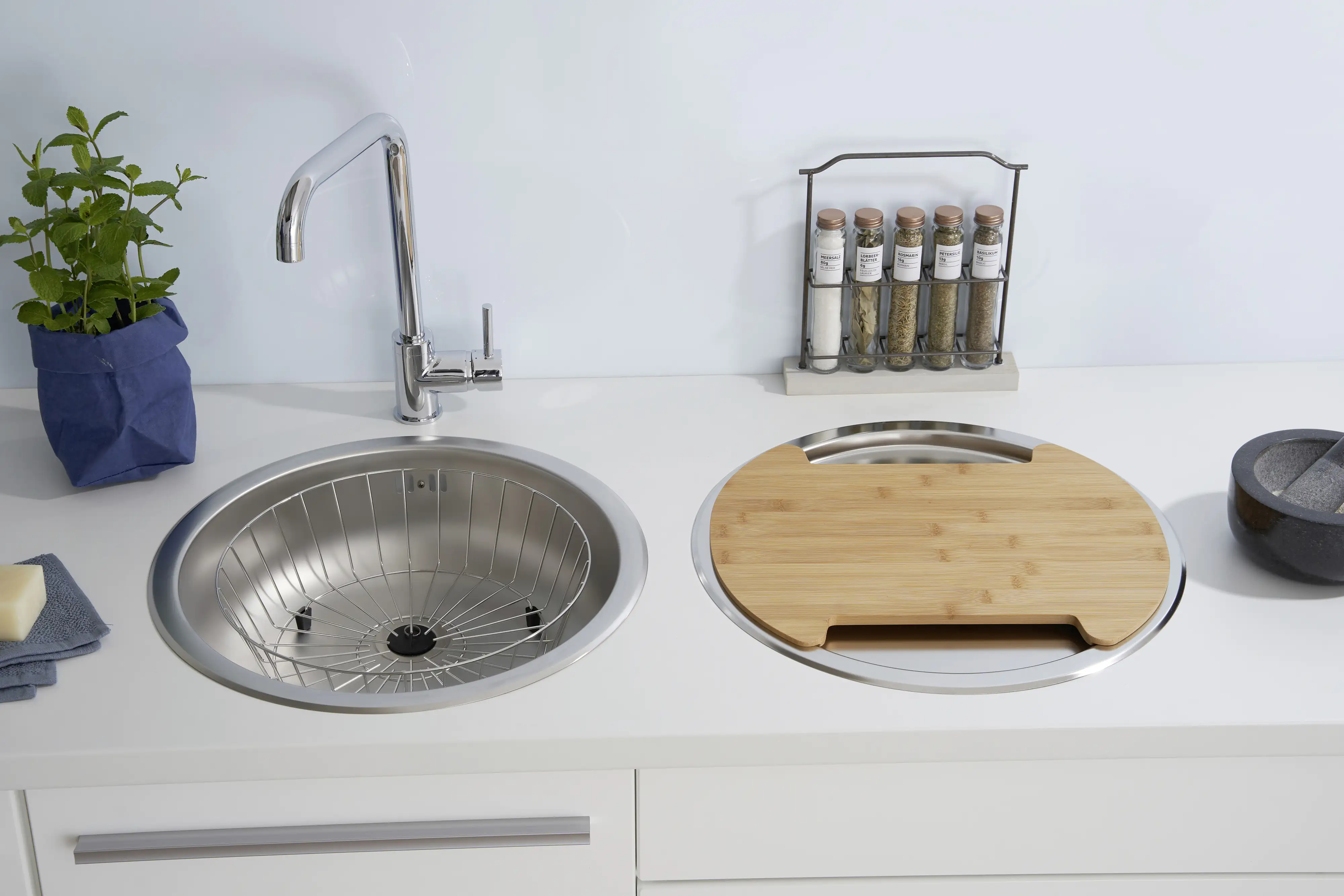 4260287649194_3085041 Respekta Rundbecken-Set Edelstahl Einbauspüle mit Geschirrkorb