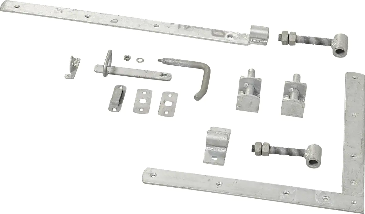 Plus Torbeschlag für Einzeltor/breites Tor mit Scharnieren verzinkt Plus Torbeschlag für Einzeltor/breites Tor mit Scharnieren verzinkt