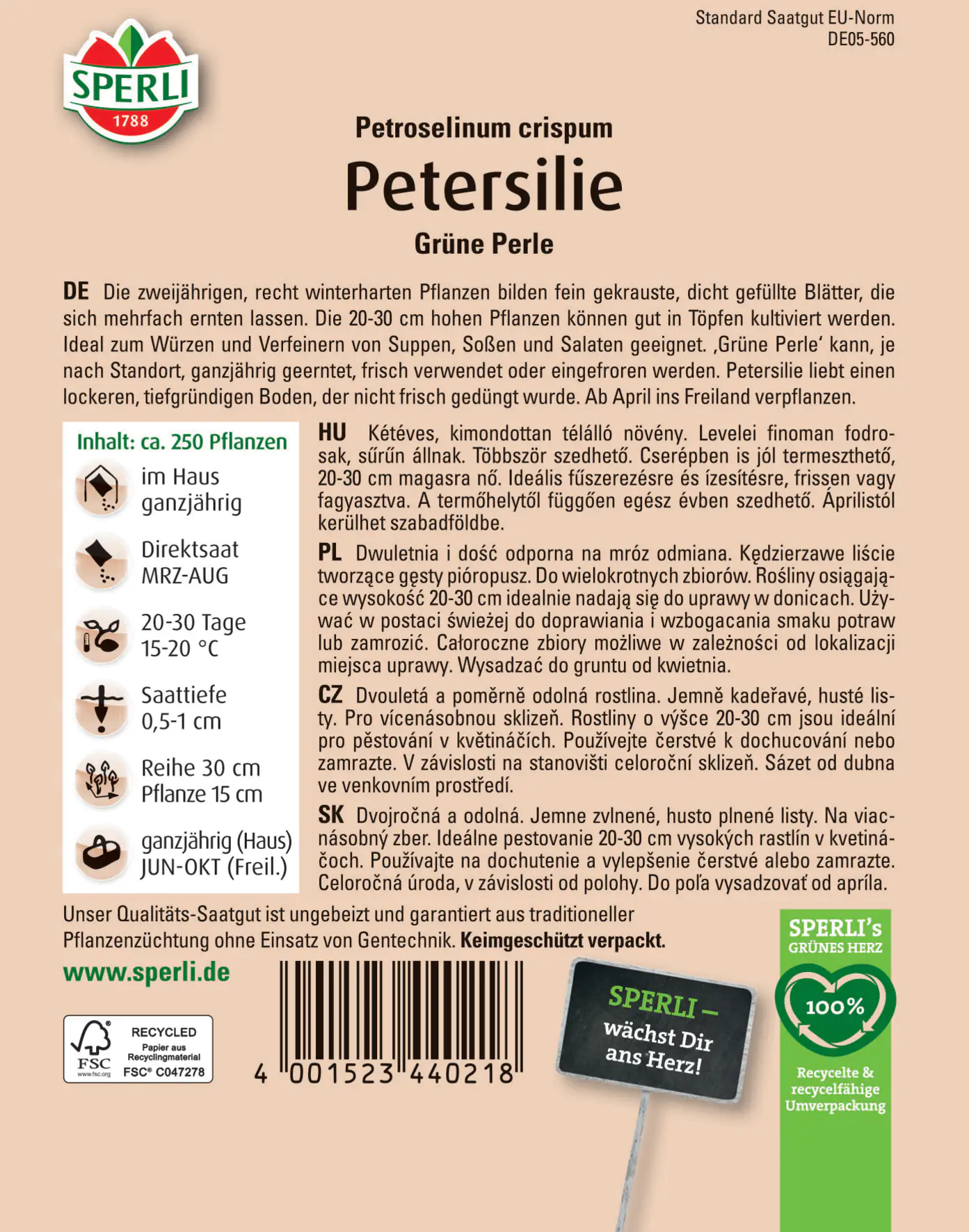 Sperli Petersilie Grüne Perle Sperli Petersilie Grüne Perle