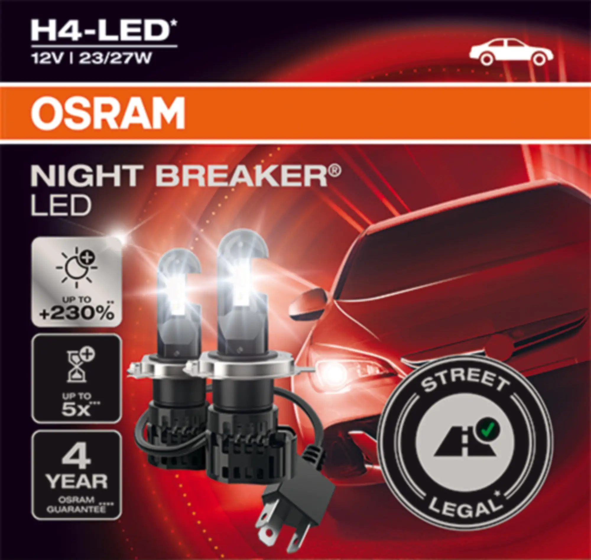 Osram Scheinwerferlampe H4 Night Breaker LED 2 Stück