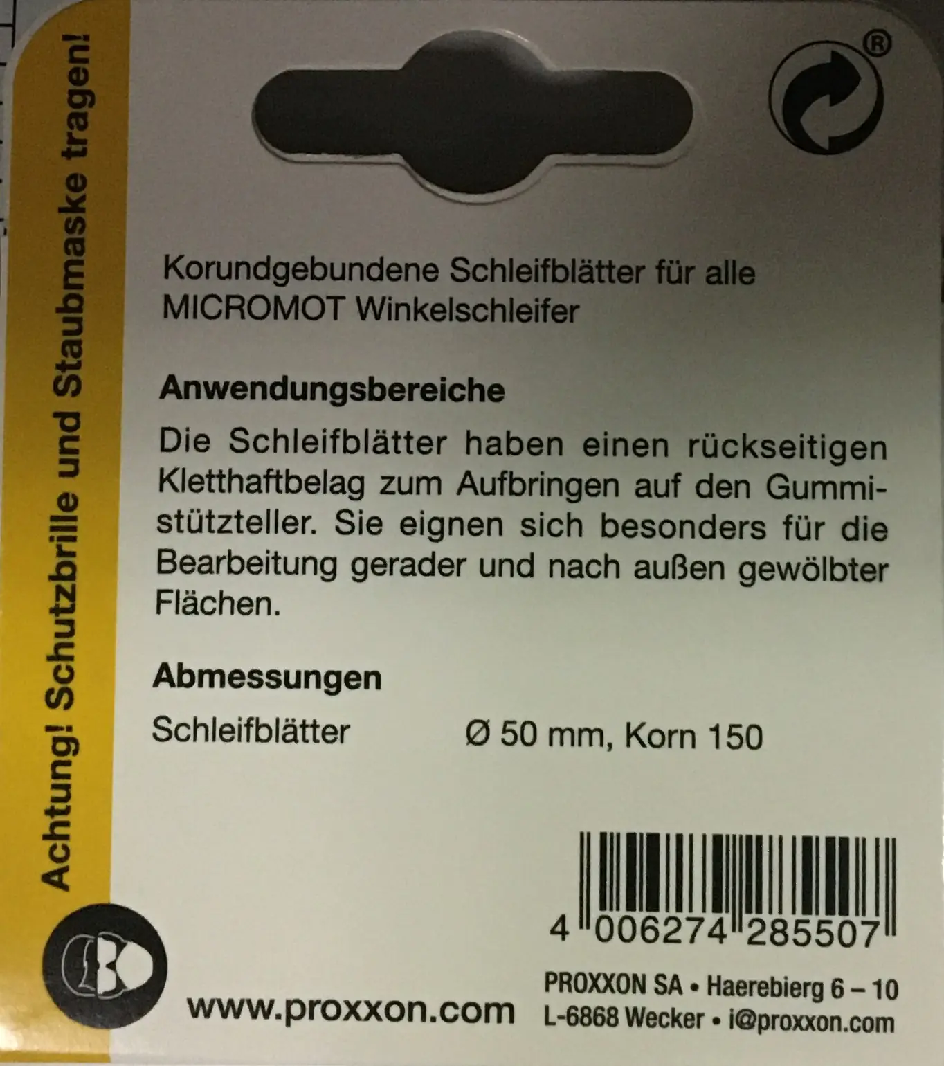 Proxxon Korundgebundene Schleifblätter für LHW + LHW/A Korn 150 12 Stück