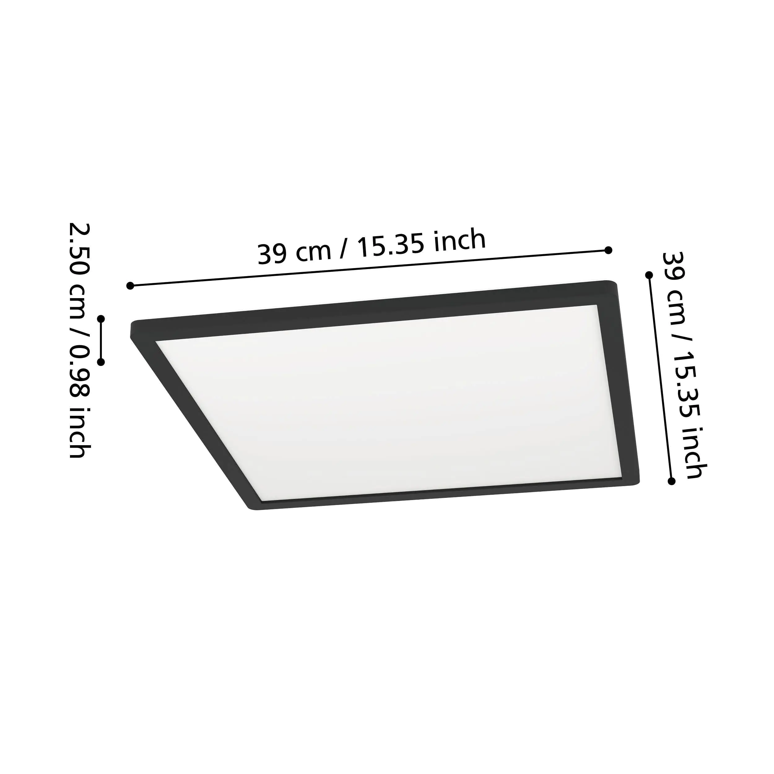 Eglo LED Deckenleuchte Minerario schwarz weiß 39 x 39 cm warmweiß IP54