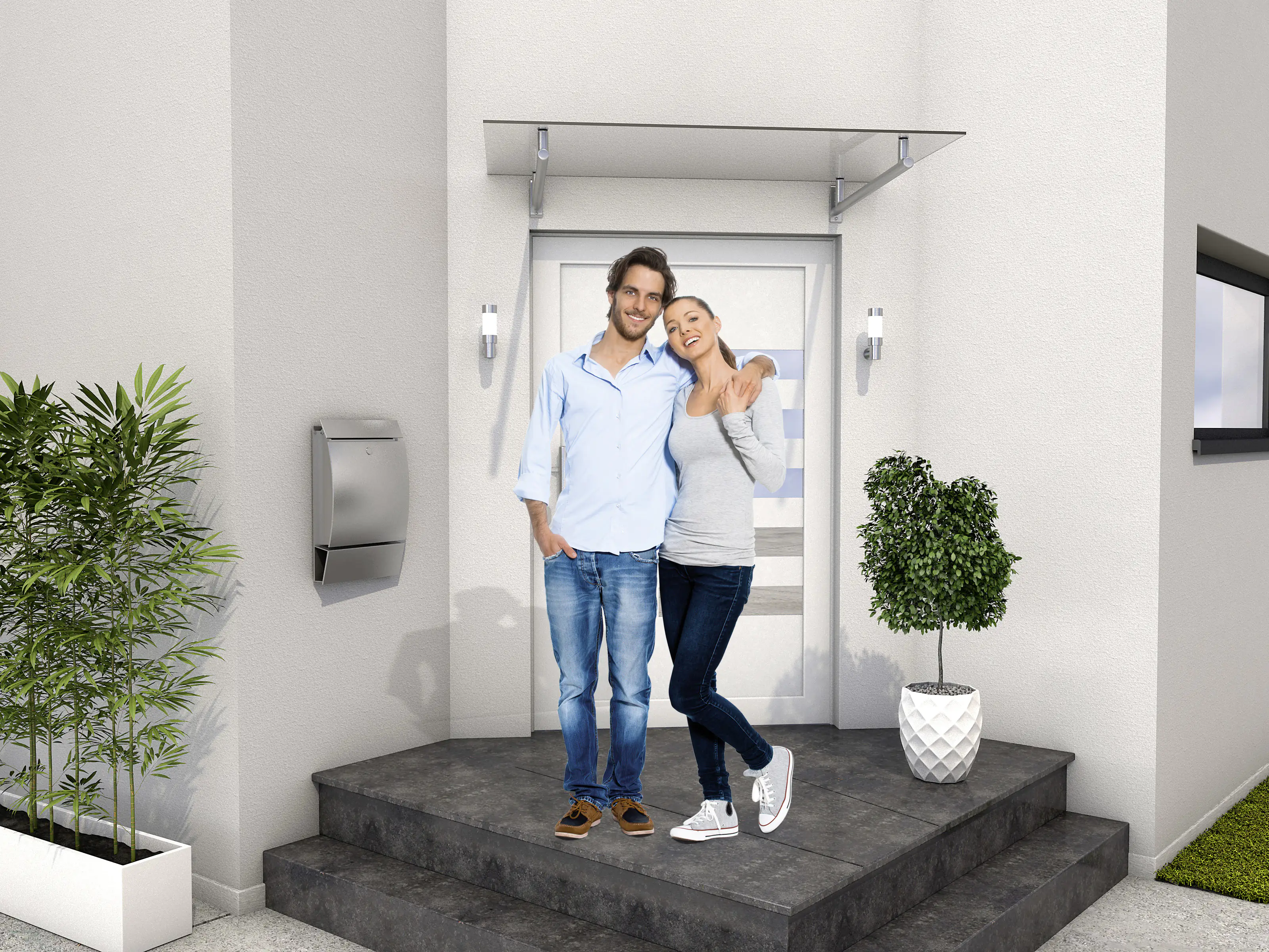 Gutta Edelstahlvordach HD 160 Edelstahl, Verbundglas klar