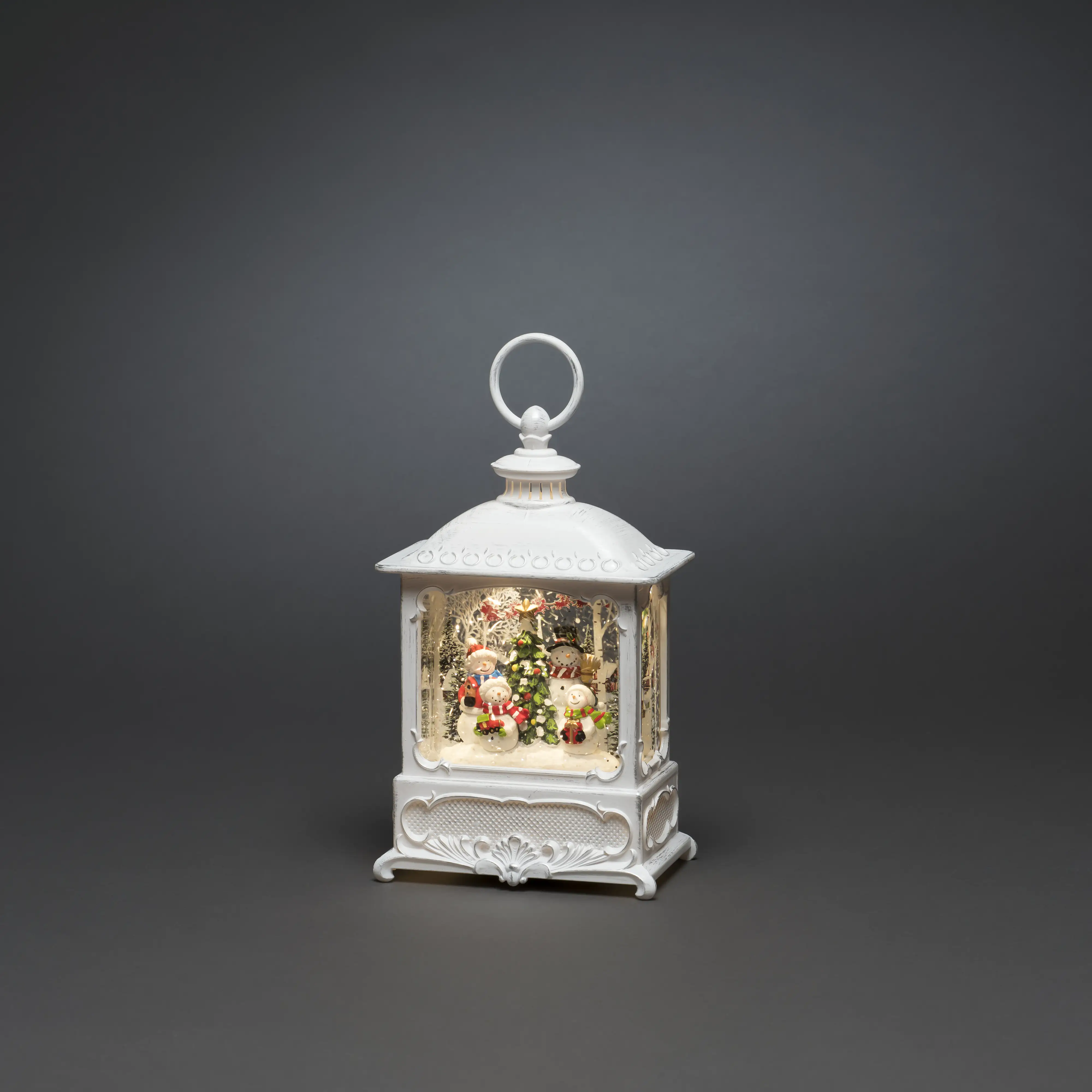 Konstsmide Wasserlaterne 4 Schneemänner, batteriebetrieben für Innen