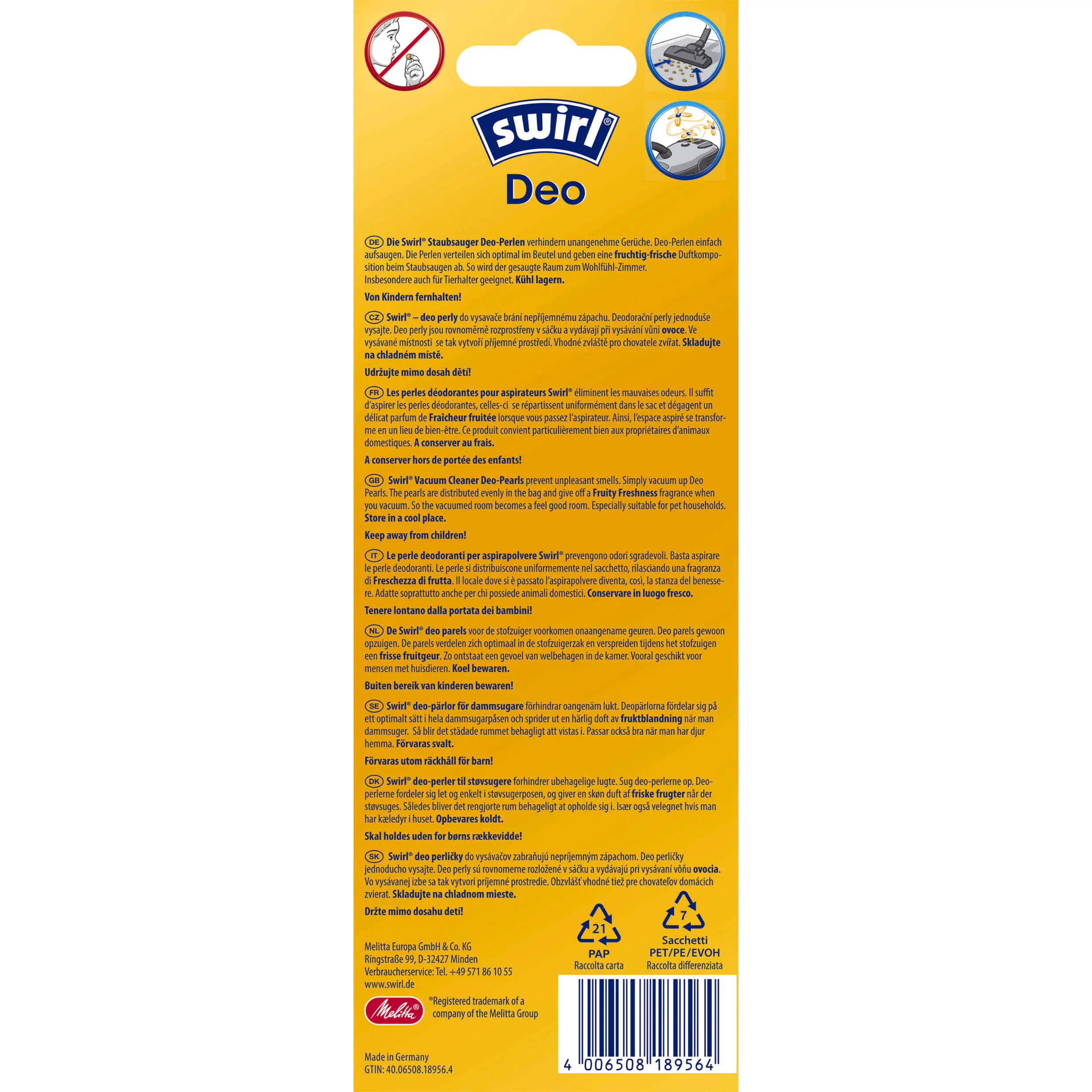 Swirl Deo Perlen für Staubsauger Fruchtige Frische 4 Portionen