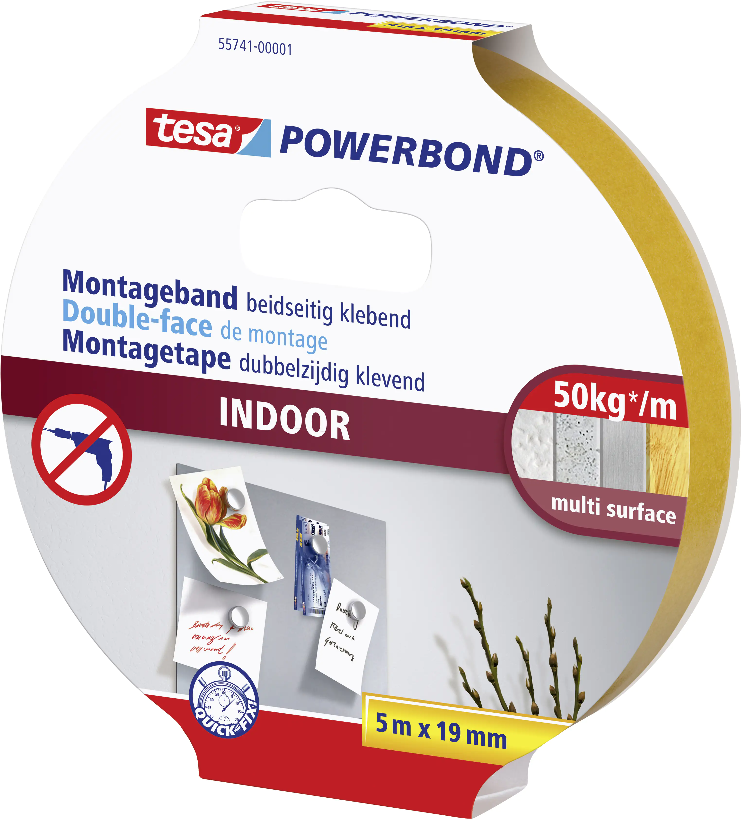 tesa doppelseitiges Montageband Indoor 5 m x 19 mm