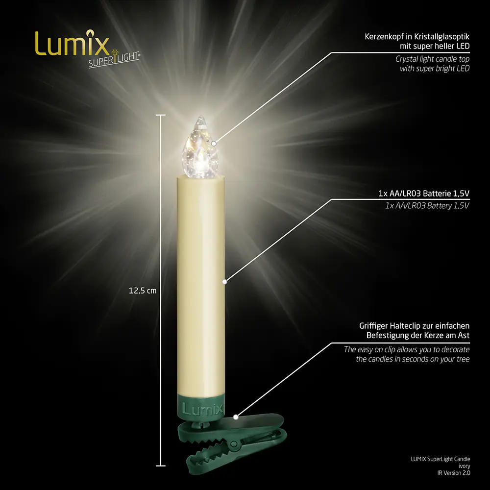 Krinner Lumix Superlight Basisset, 10 LED Kerzen, elfenbein